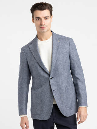 Luigi Bianchi Light Blue Check Wool-Alpaca Sport Jacket