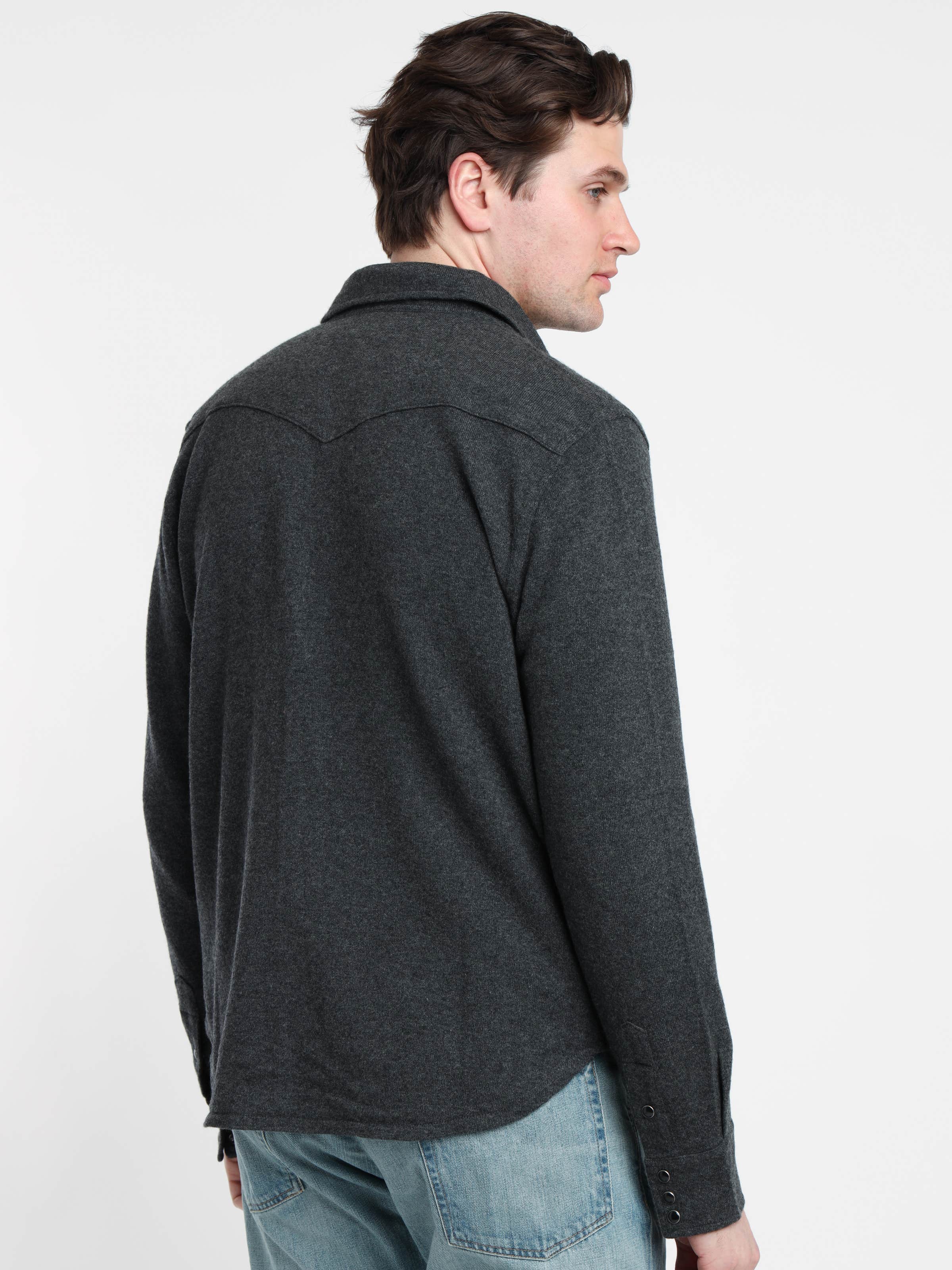 Grey Cashmere Western Overshirt