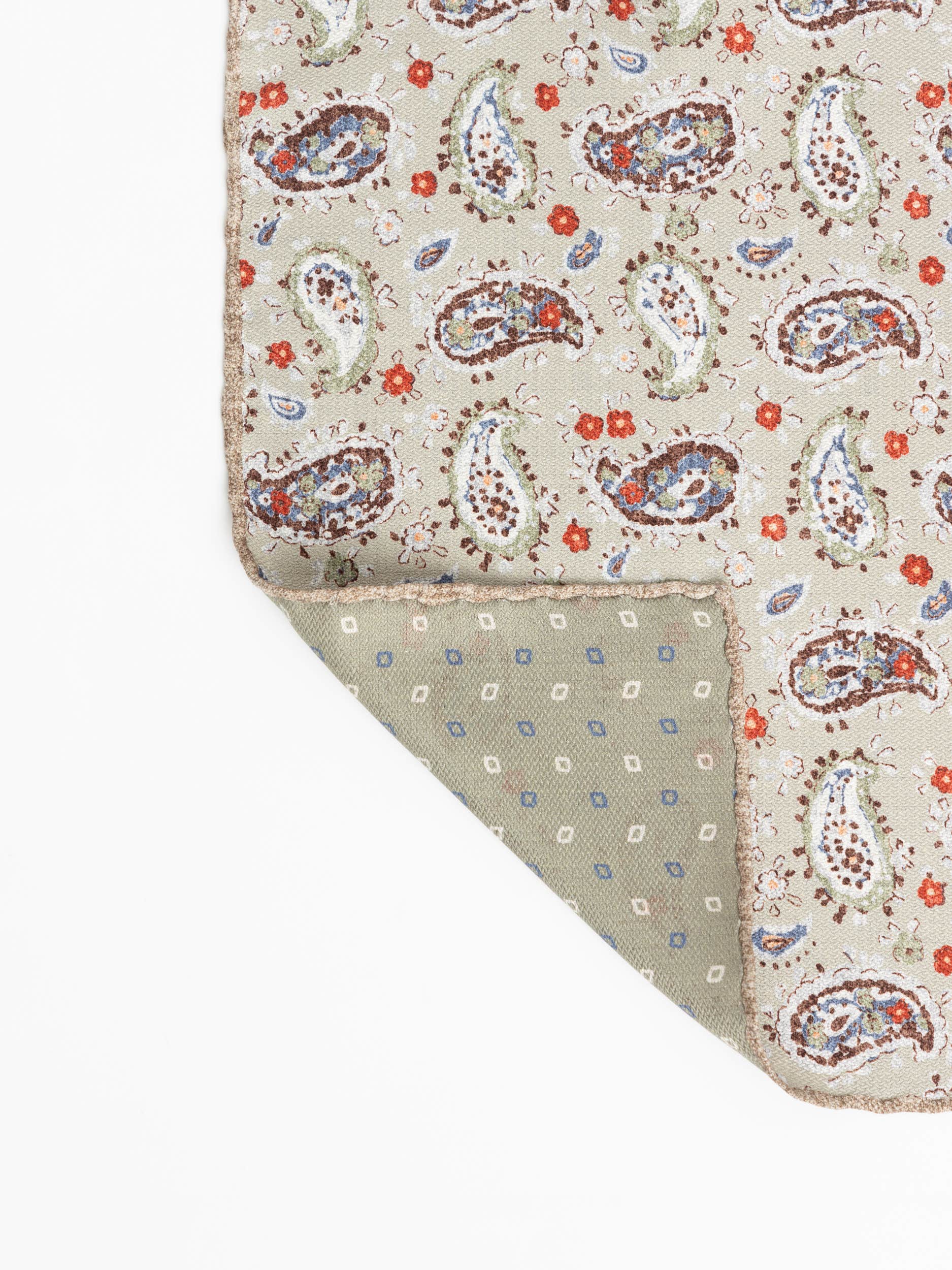 Beige Paisley Pocket Square