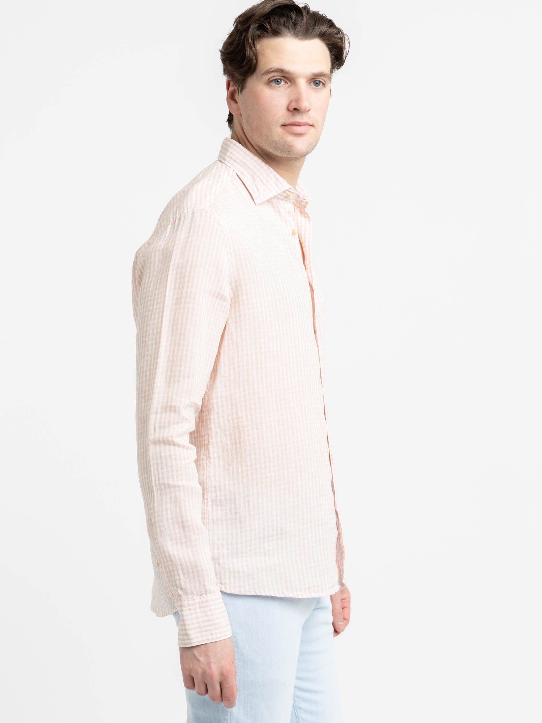 Pink Checked Linen Shirt