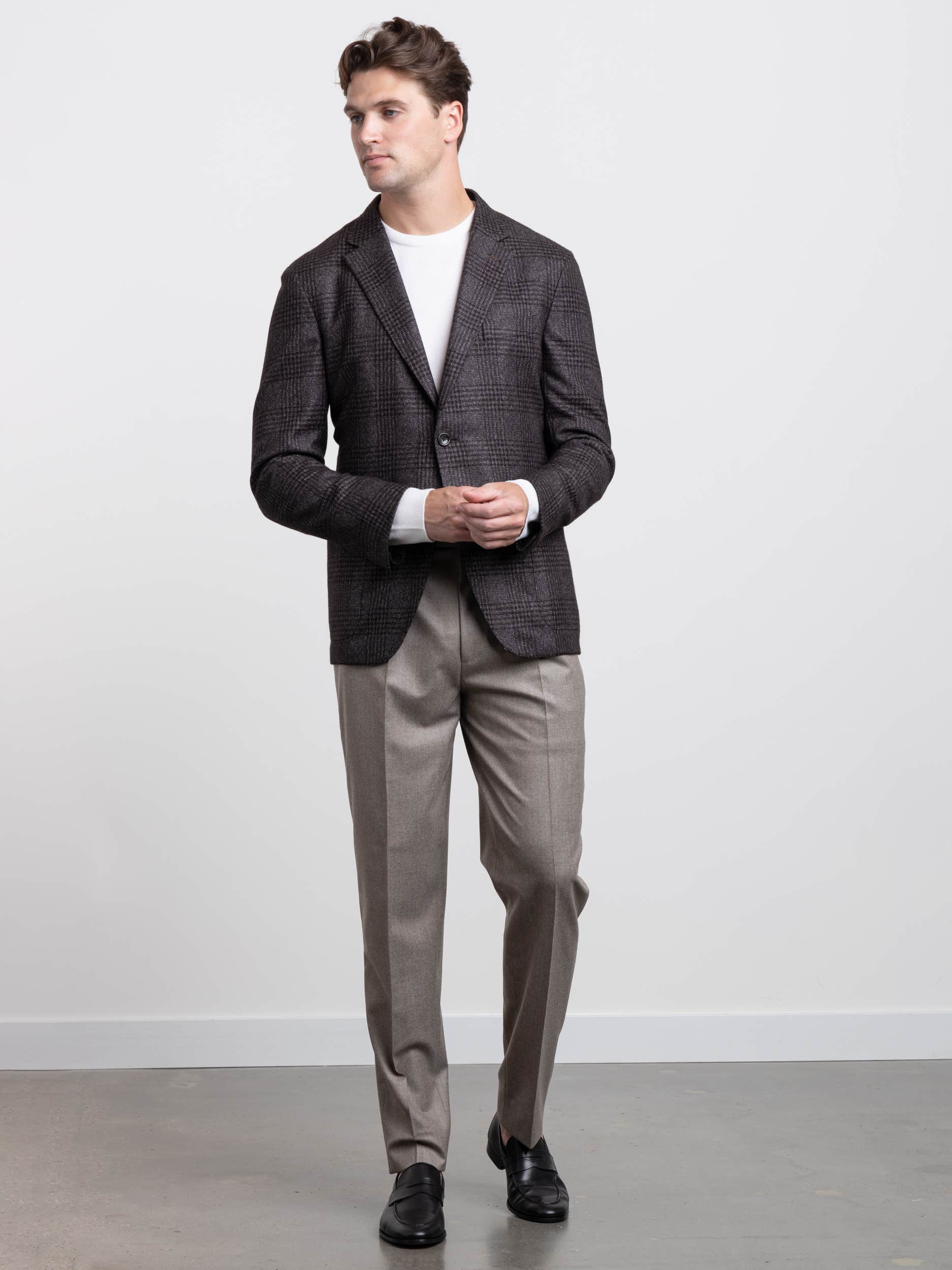 Grey Wool Pleated Dress Pants