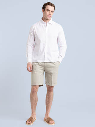 04651 / A trip in a bag Sand Green Seersucker Bermudas