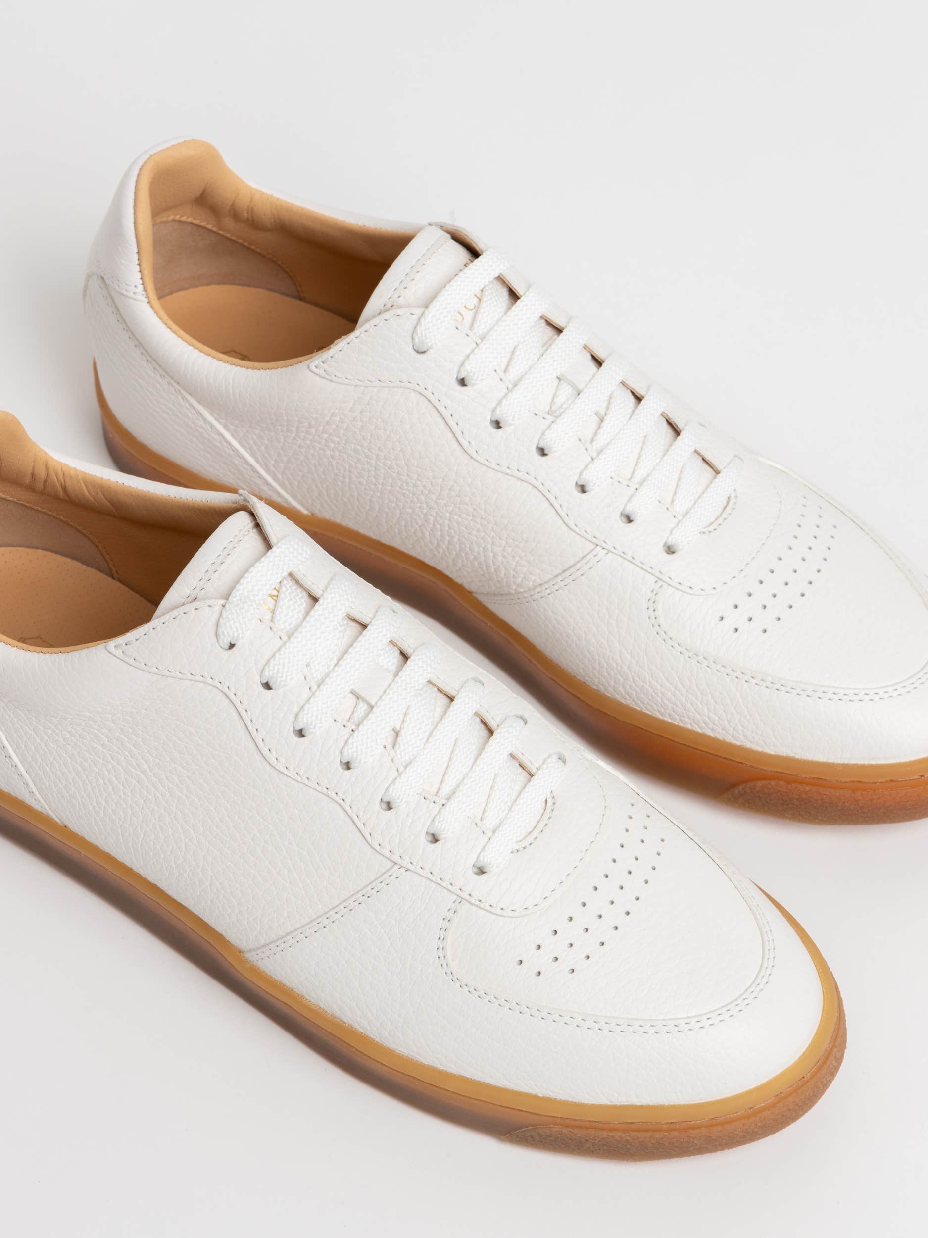 White/Tan Deerskin Sneakers