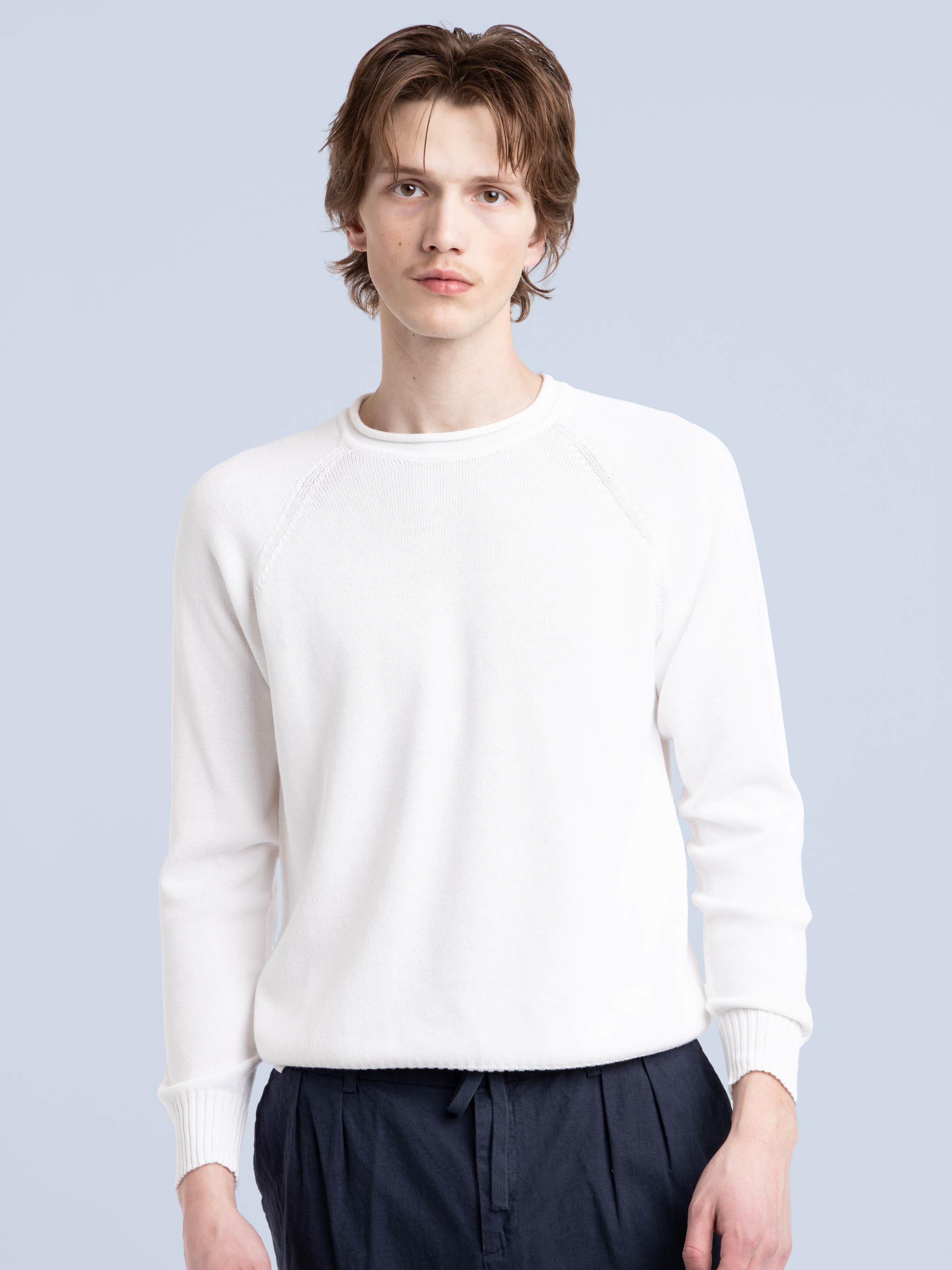 White Cotton Crewneck Sweater