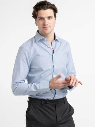 Stenströms Blue Micro Patterned Twill Shirt