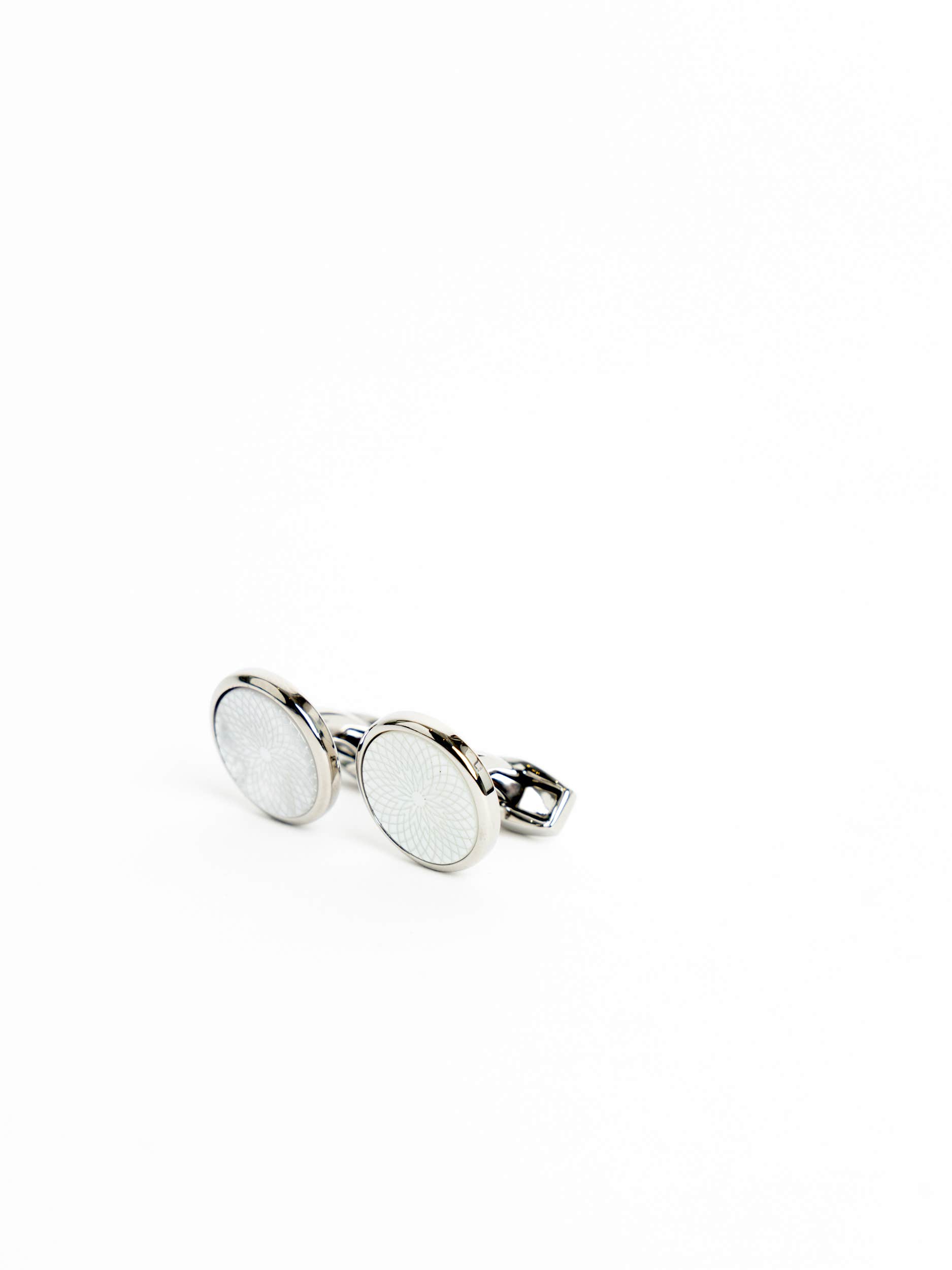 White Rotondo Guilloché Cufflinks