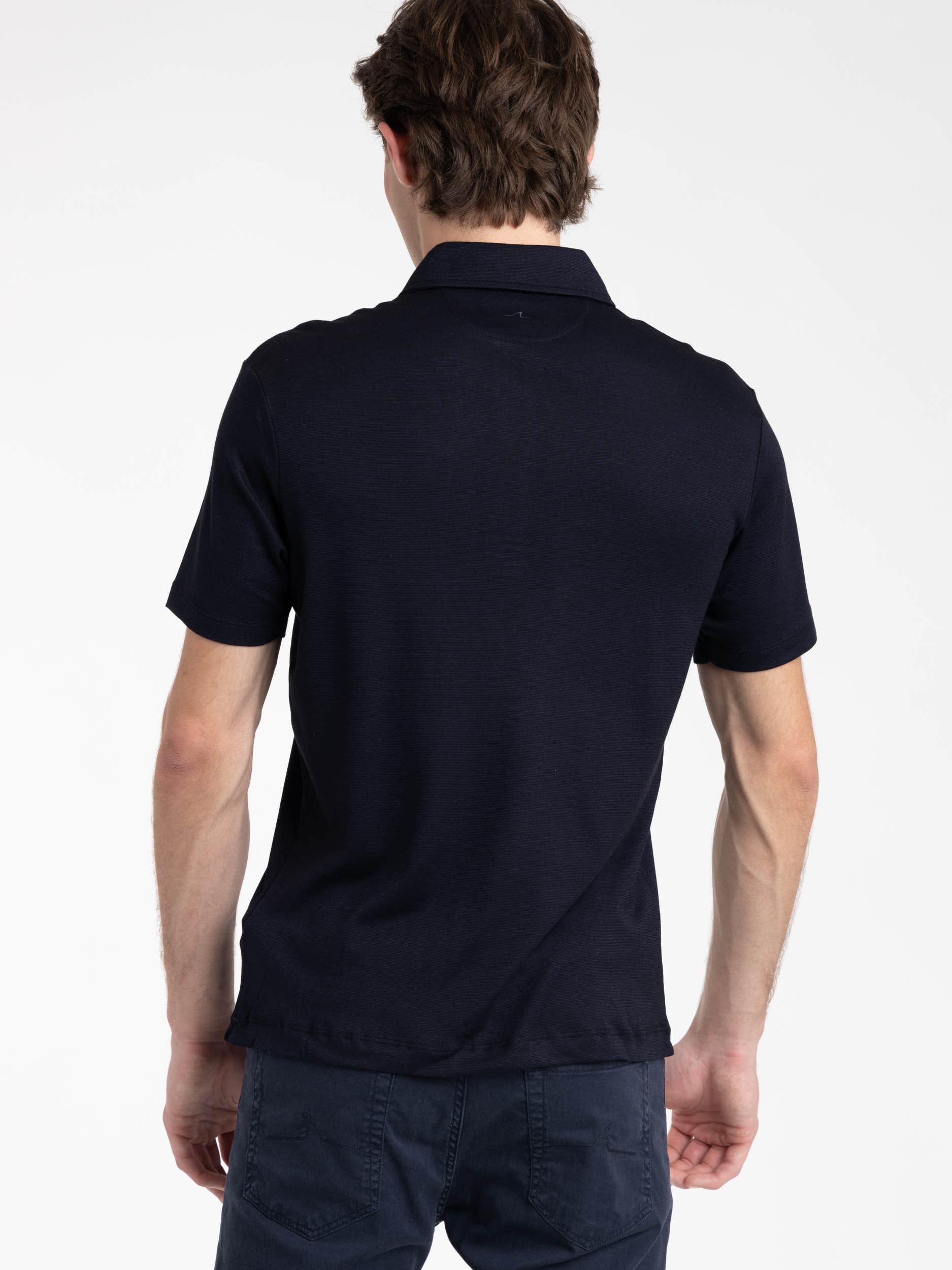 Navy Cotton Tencel Polo Shirt