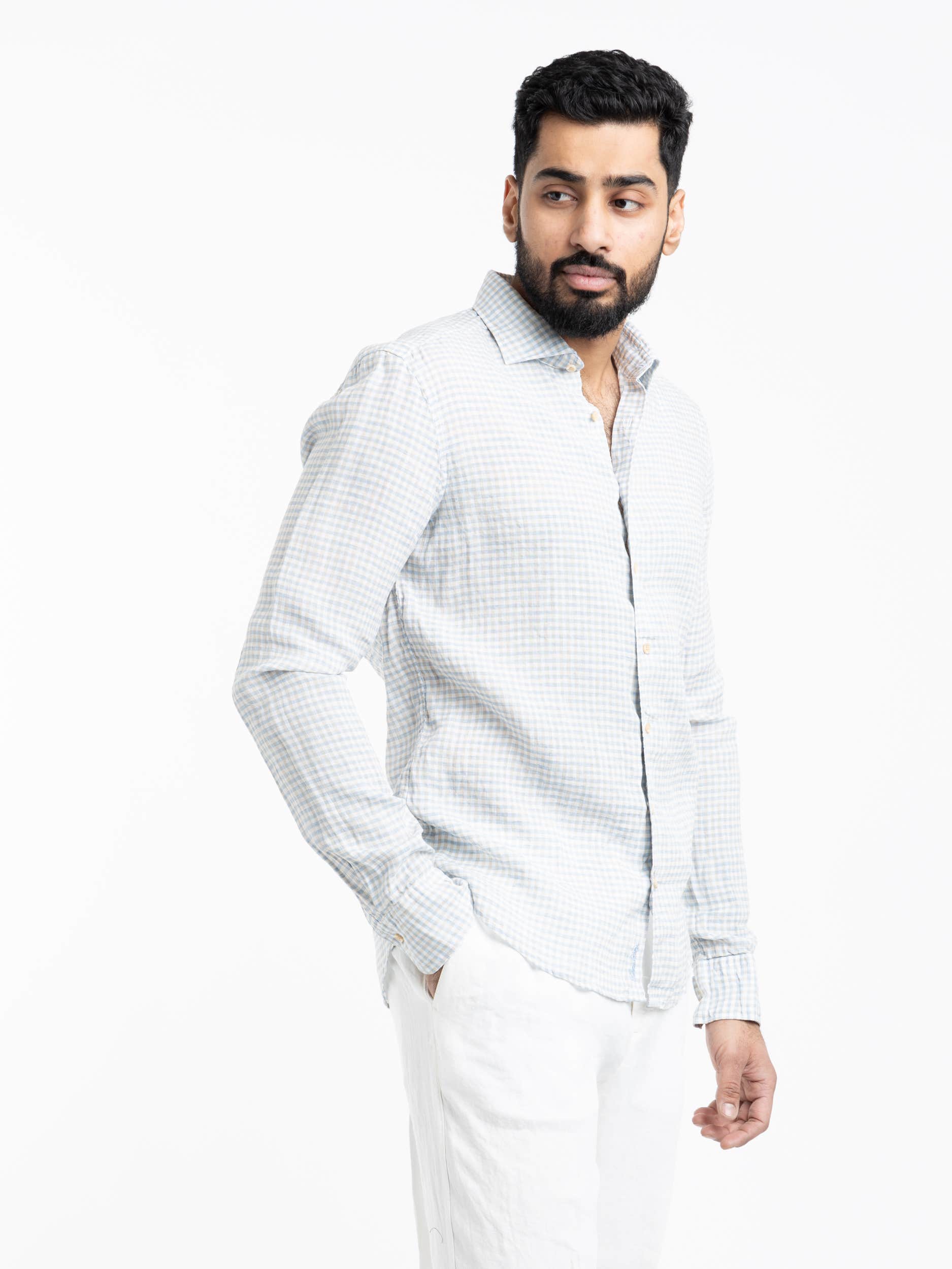 Green Checked Linen Shirt