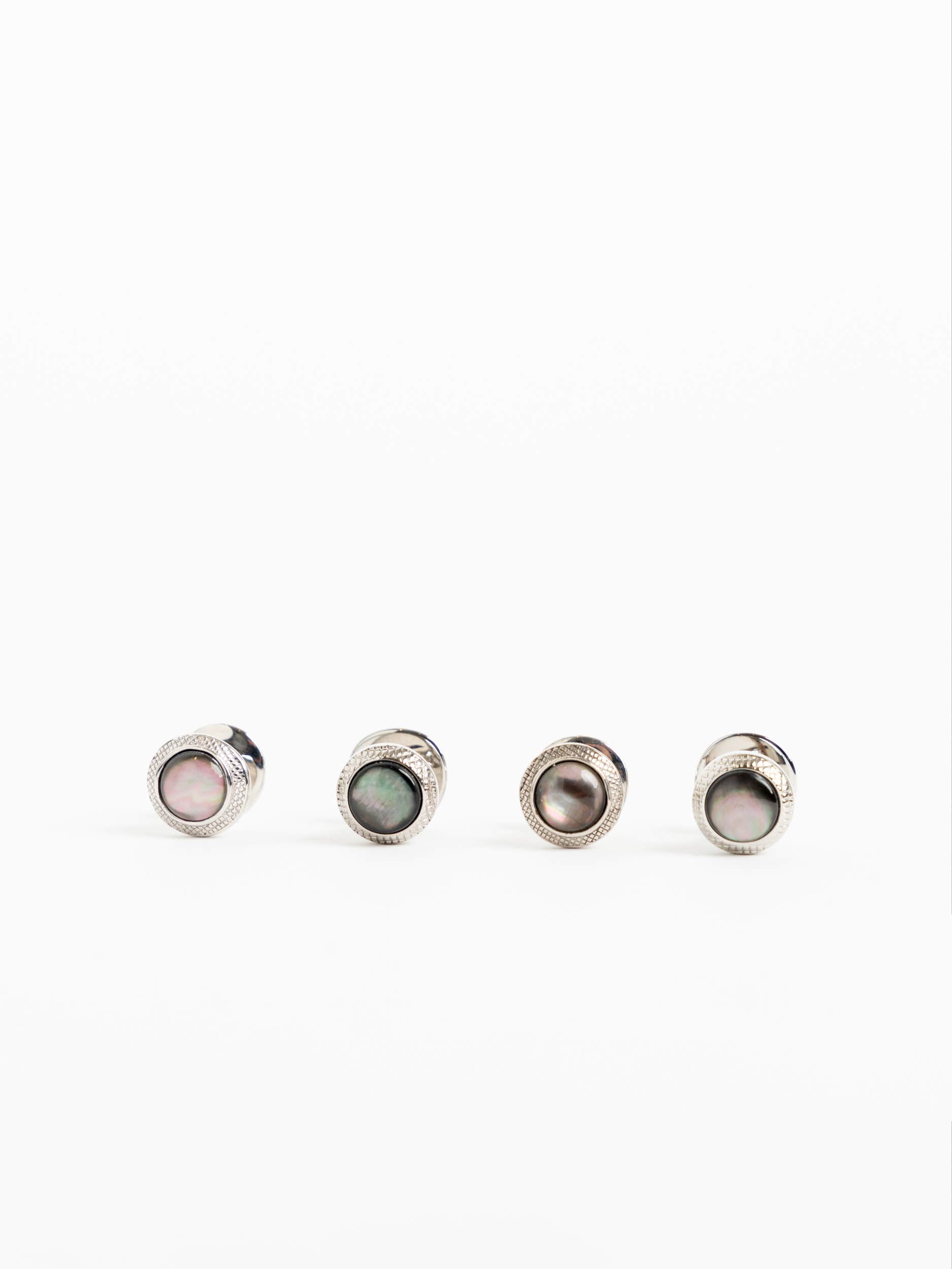 Silver Moonlight Bullseye Cufflinks with Studs Set