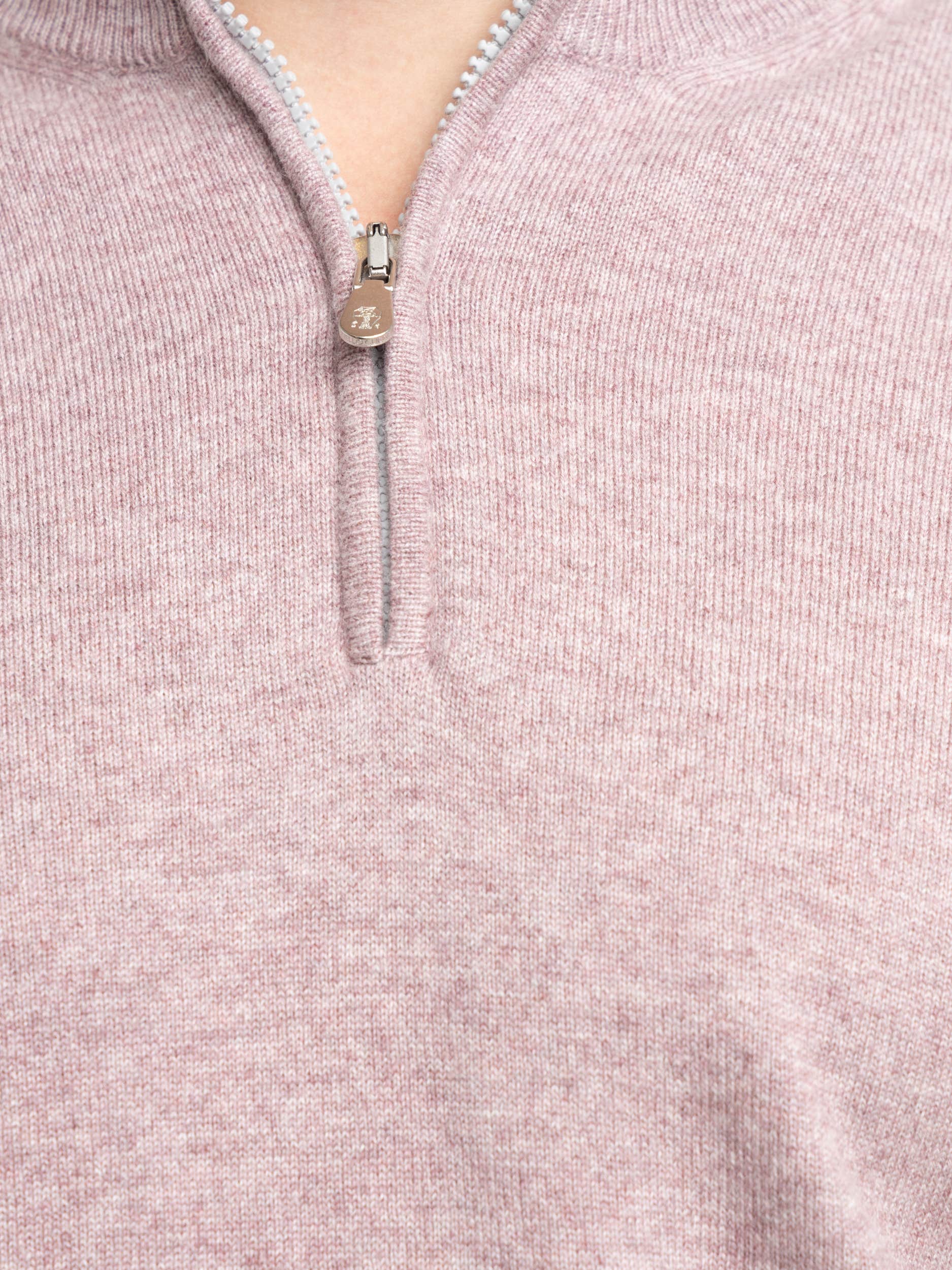 Mauve Pink Cashmere Quarter Zip Sweater