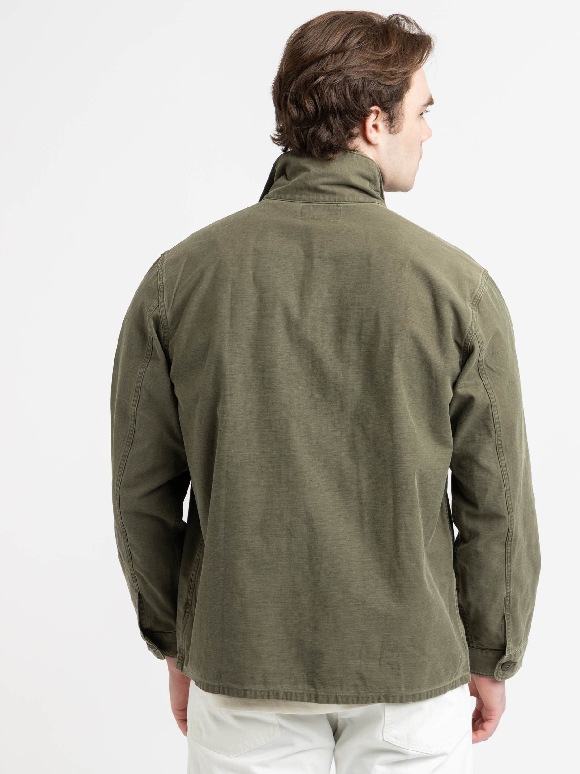 Green Reverse-Sateen Overshirt