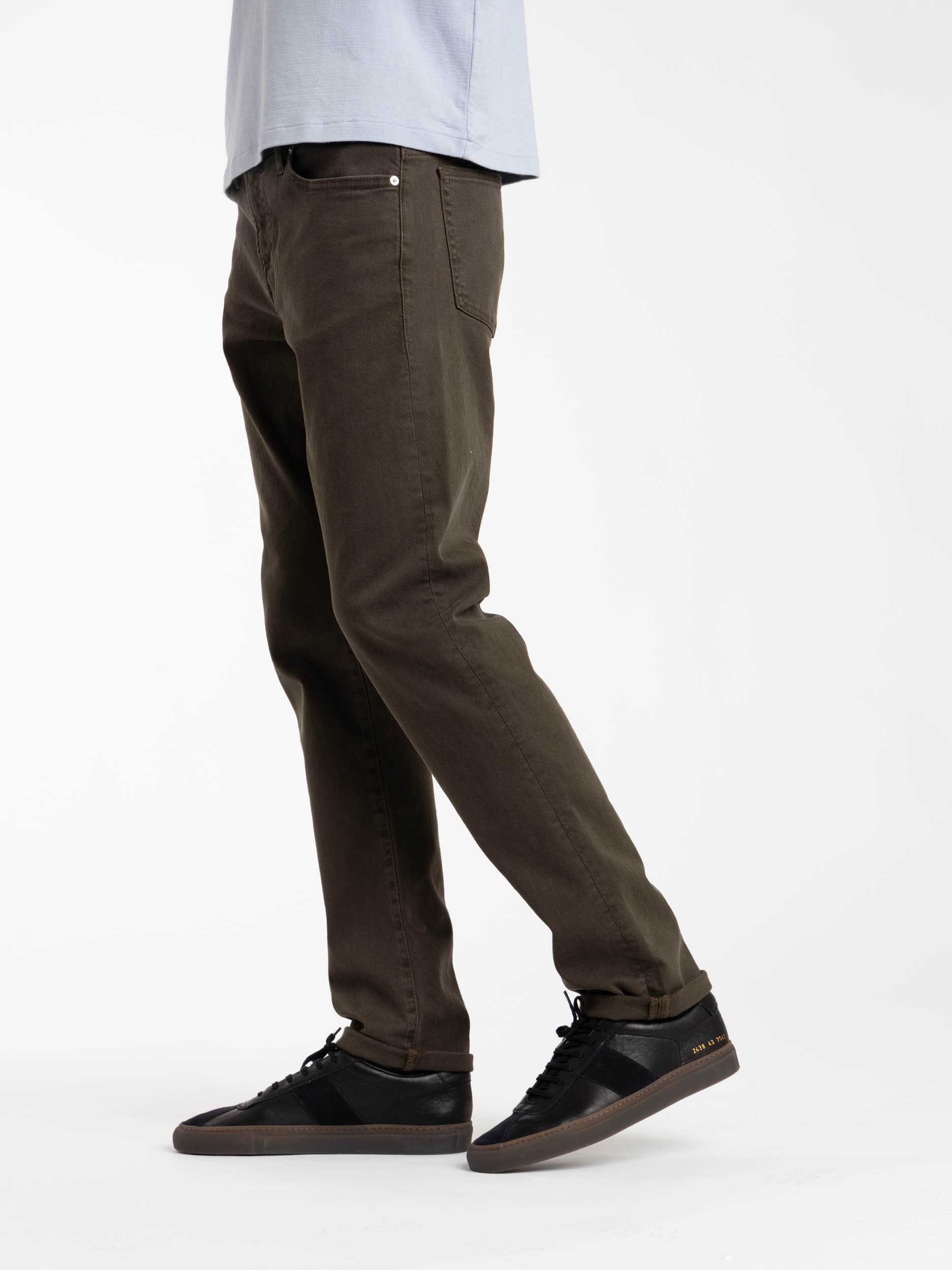 L'Homme Slim Twill Jeans in Garage Moss Green