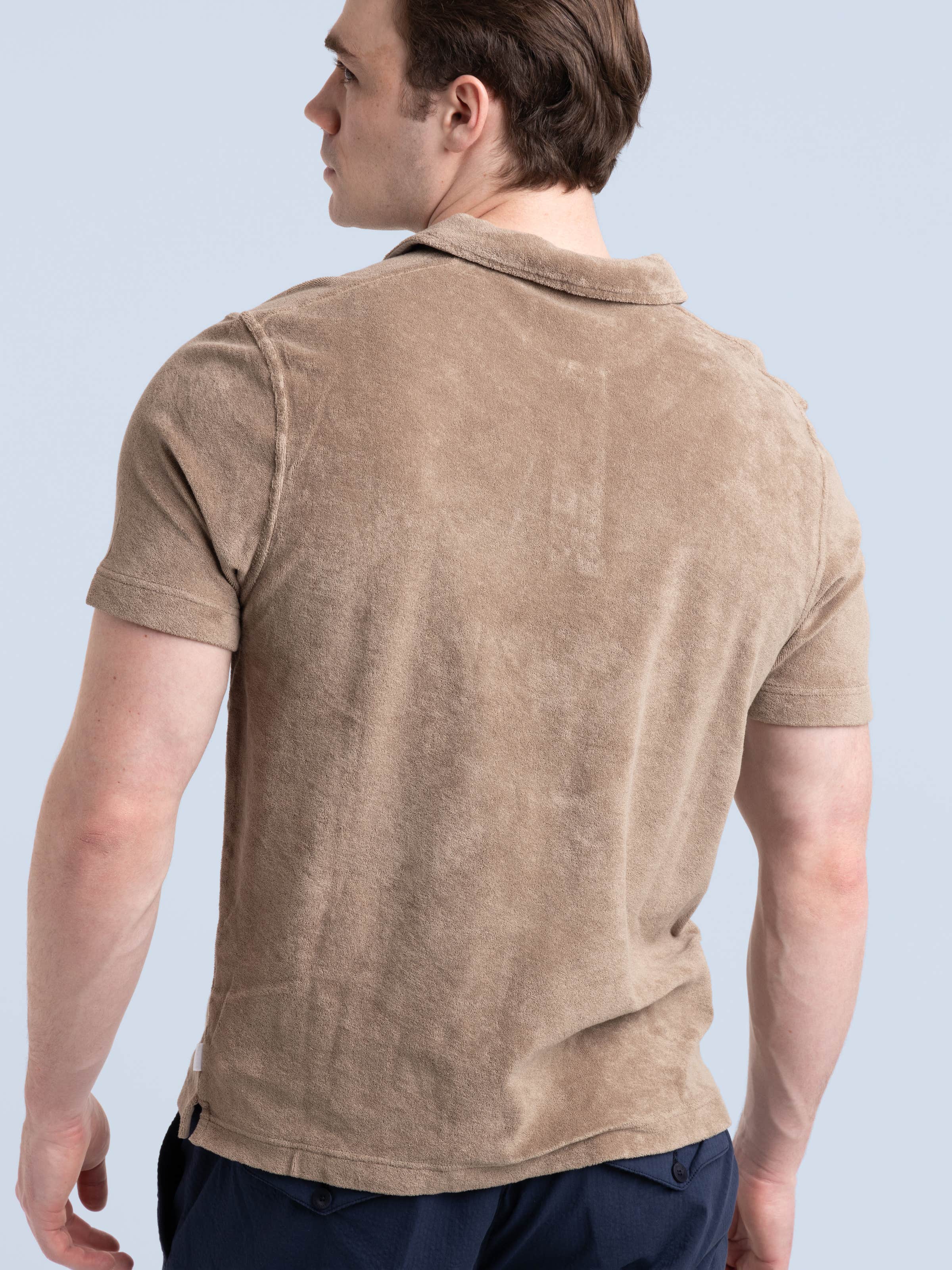 Taupe Brown Terry Polo Shirt