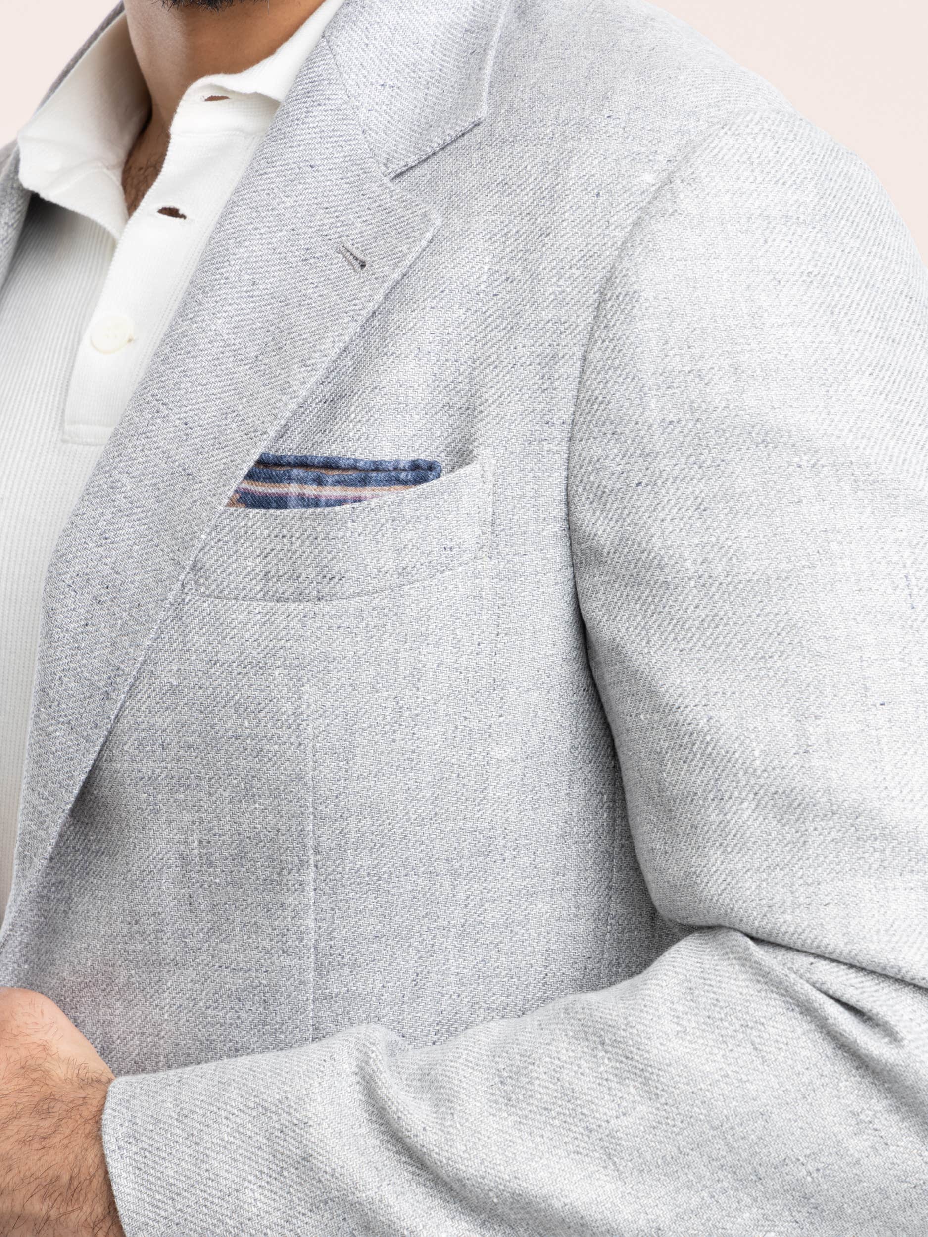 Grey Linen-Wool-Silk Sport Jacket