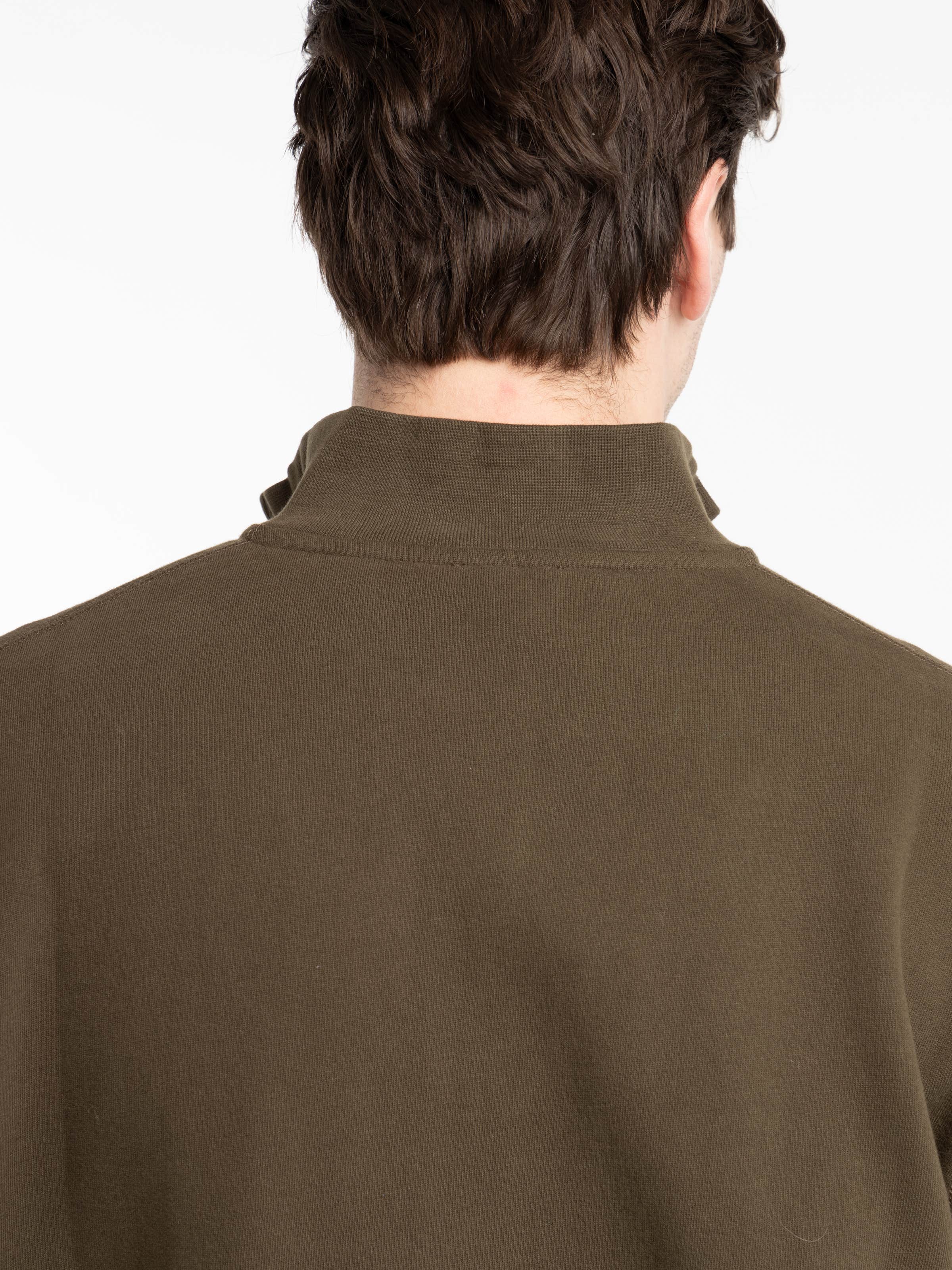 Olive Green Half Zip Loopback Sweatshirt