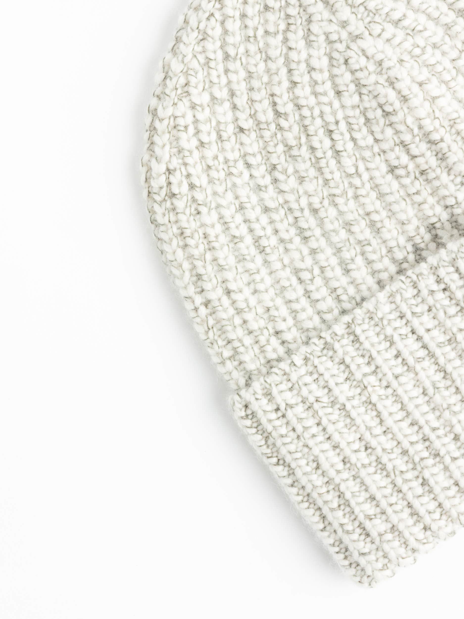 Olive/White Cashmere Chiné Rib Knit Beanie