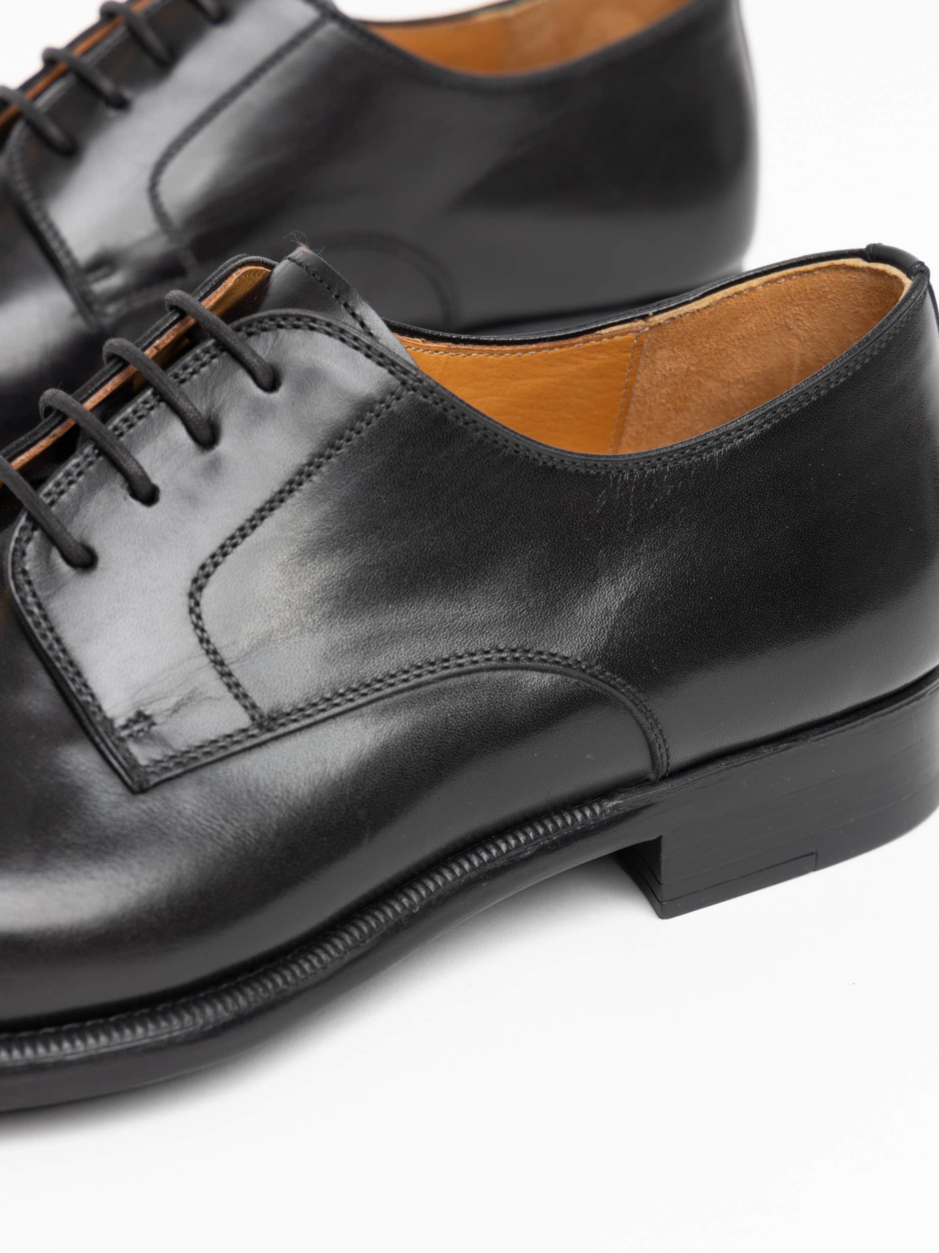 Black Leather Harlan Derby Shoes