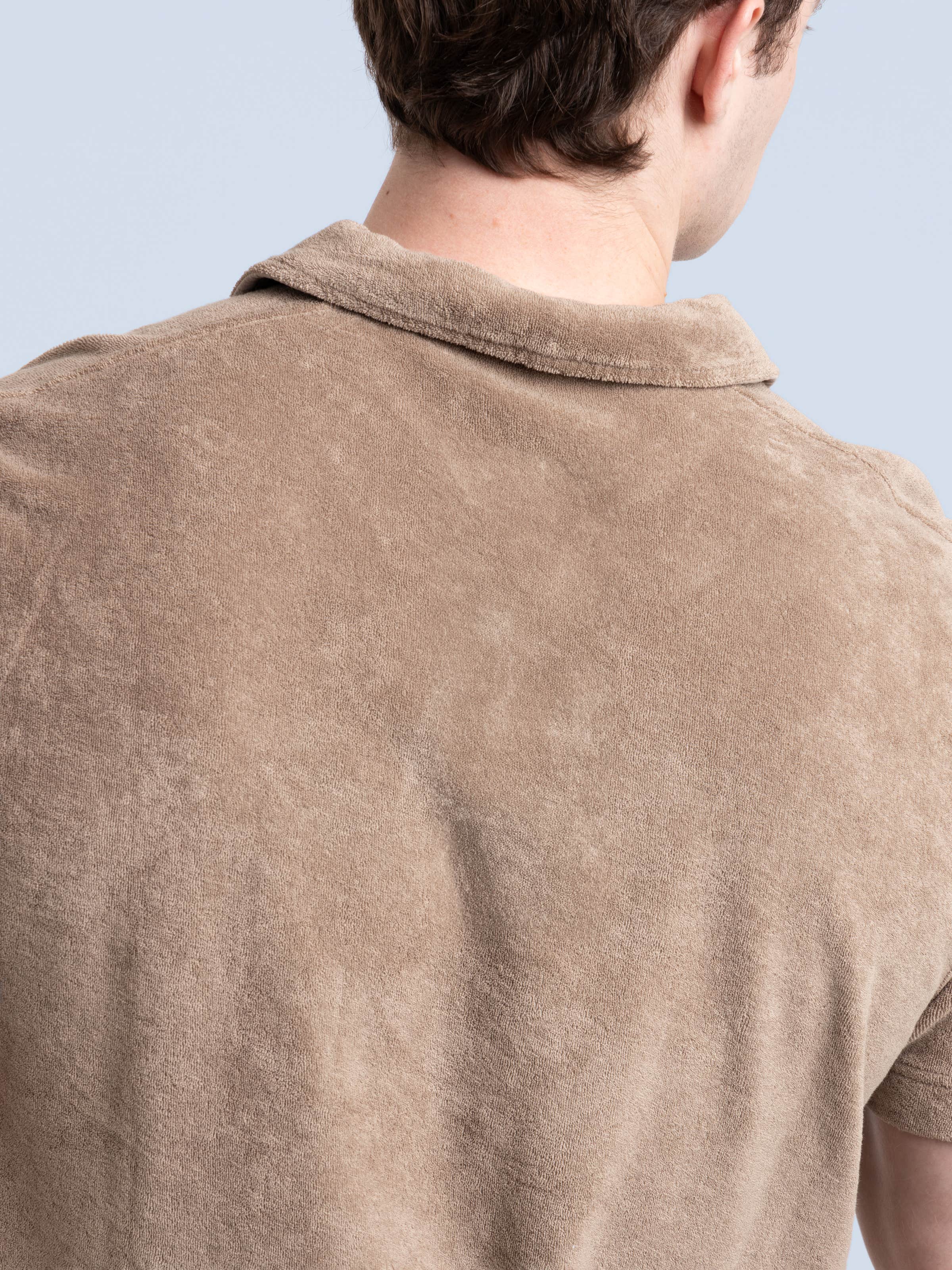 Taupe Brown Terry Polo Shirt