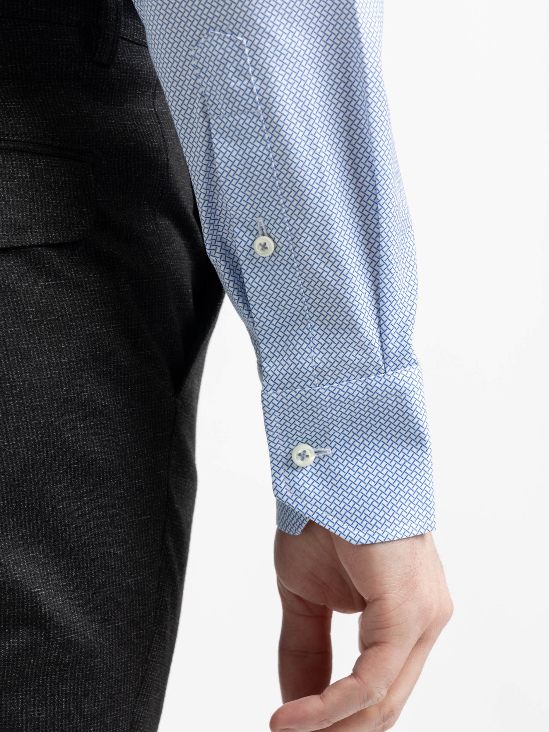 Blue Patterned Twill Shirt