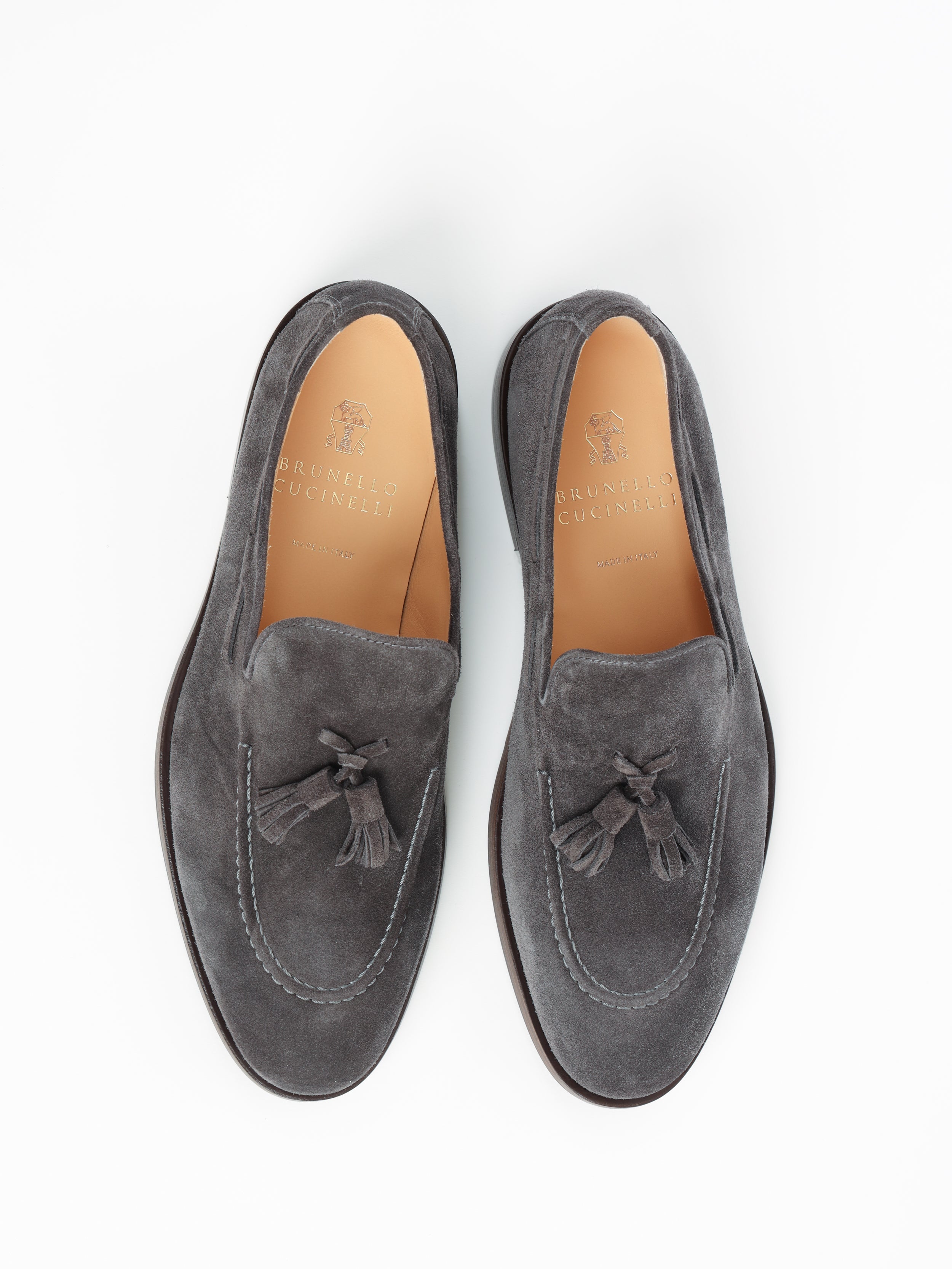 Grey suede hot sale tassel loafers