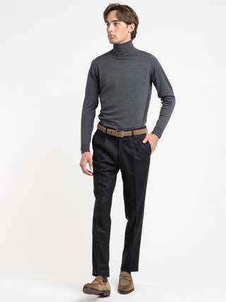 Luigi Bianchi Black Wool Dress Pants