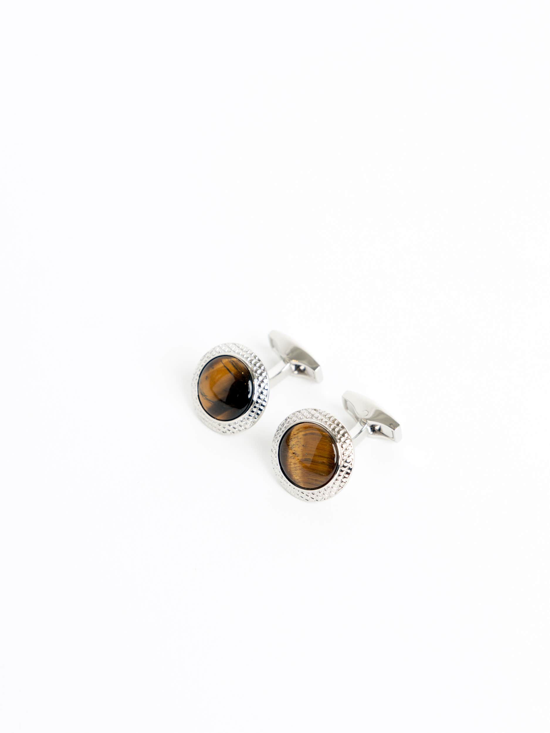 Caramel Brown Tiger Eye Bullseye Cufflinks