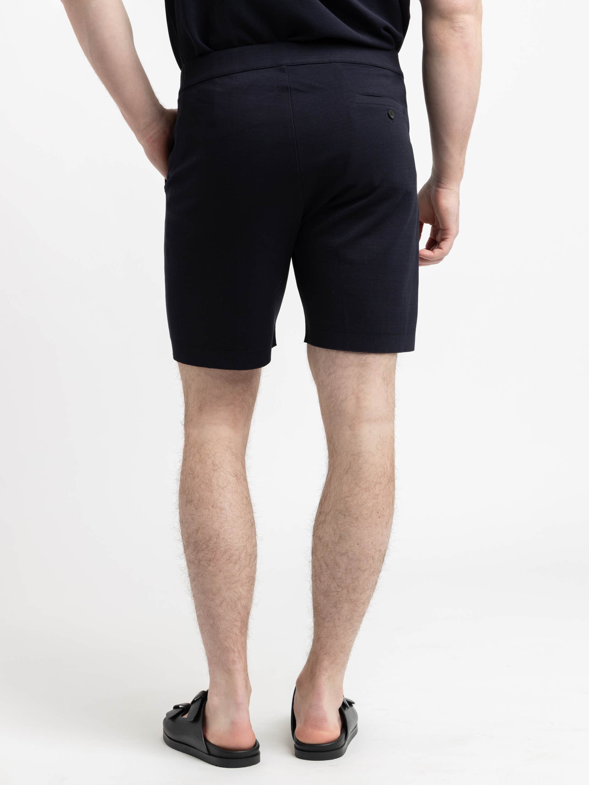 Navy Cotton Piqué Shorts