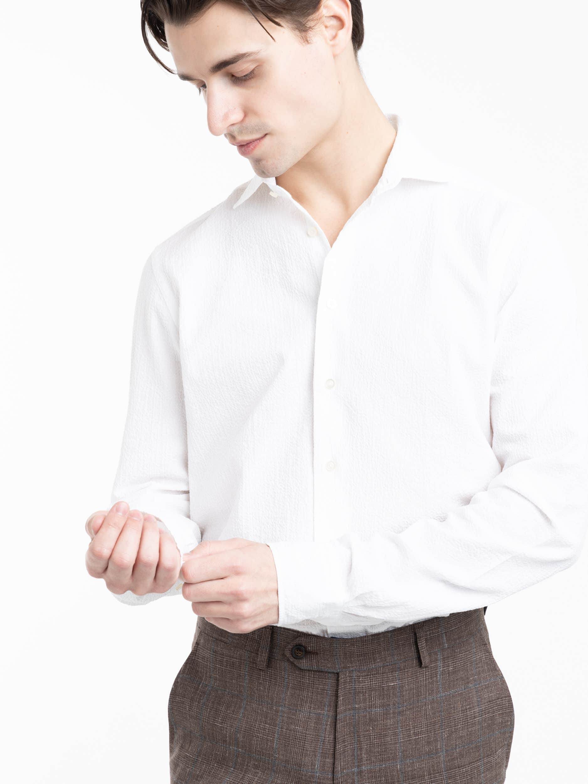 White Seersucker Dress Shirt