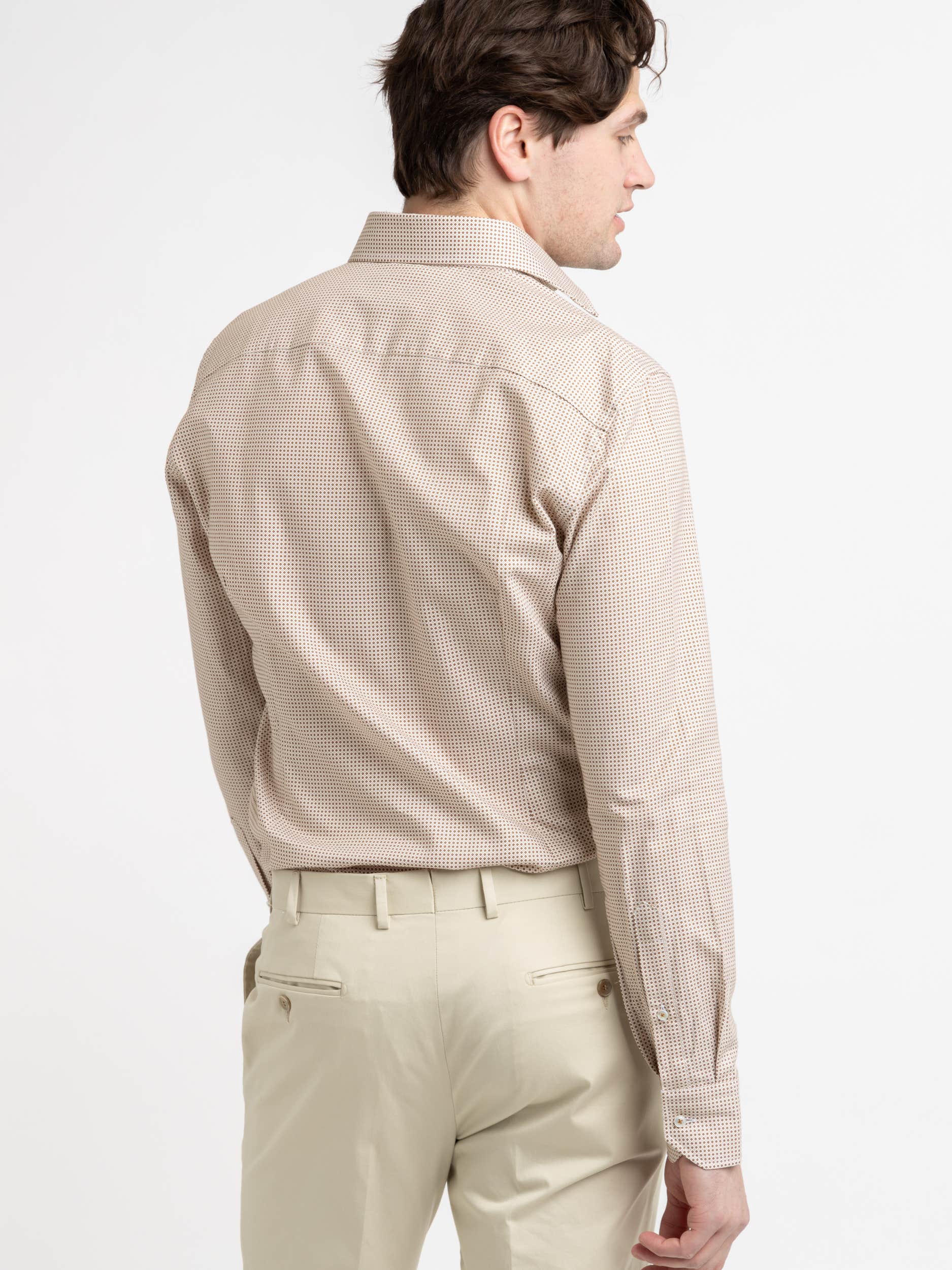 Brown Micro Patterned Twill Shirt