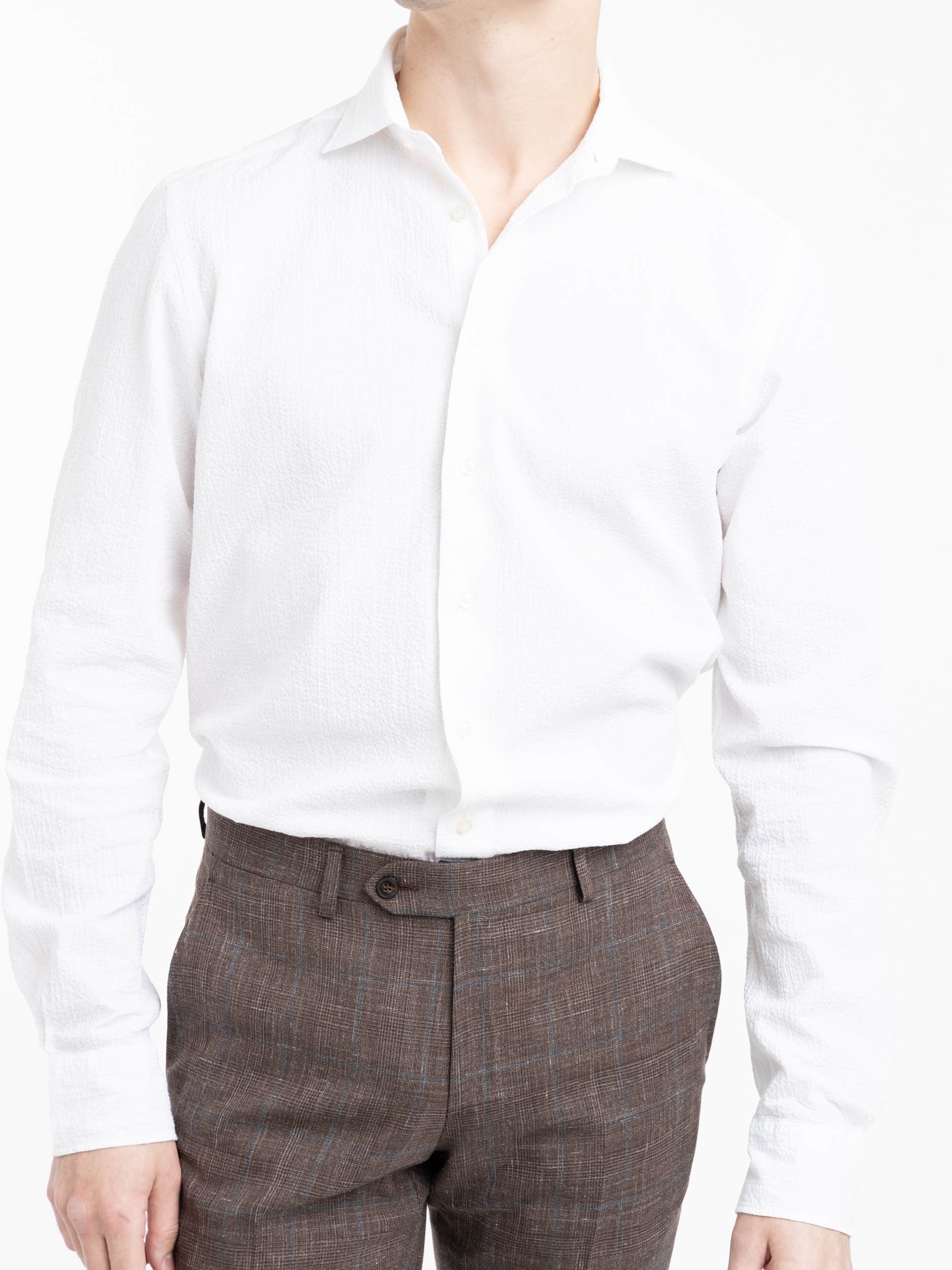 White Seersucker Dress Shirt