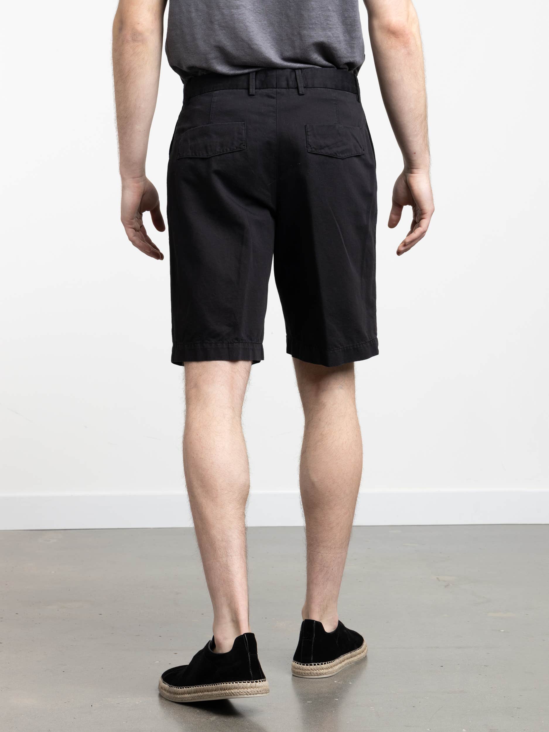 Black Cotton-Linen Shorts