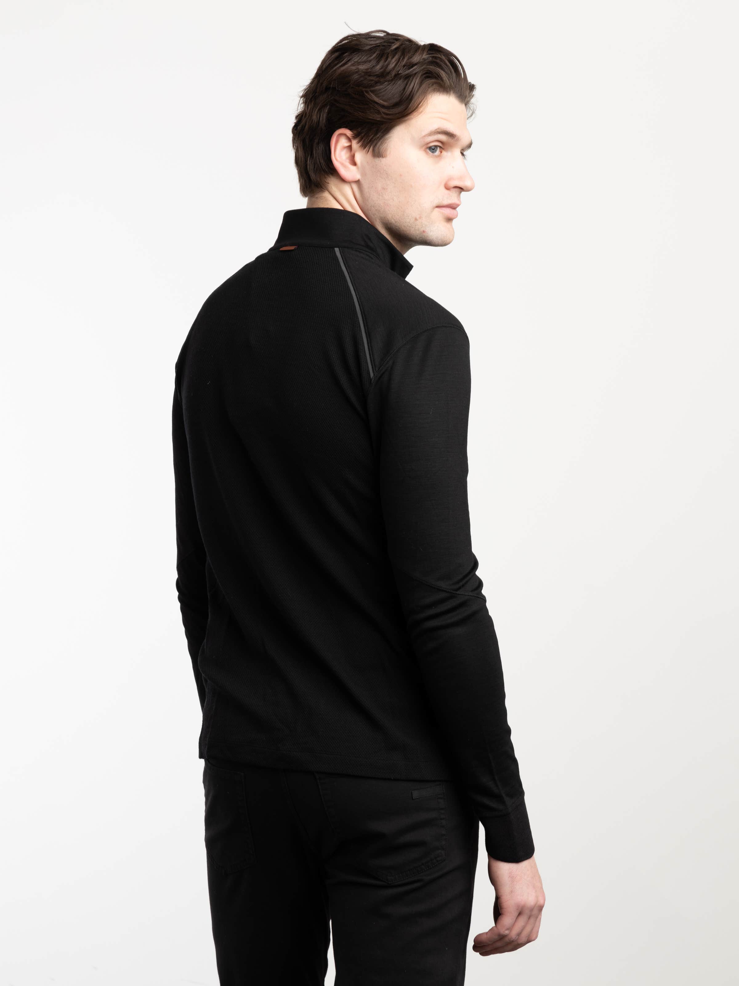 Black High Performance™ Wool Zip Mock Neck Sweatshirt