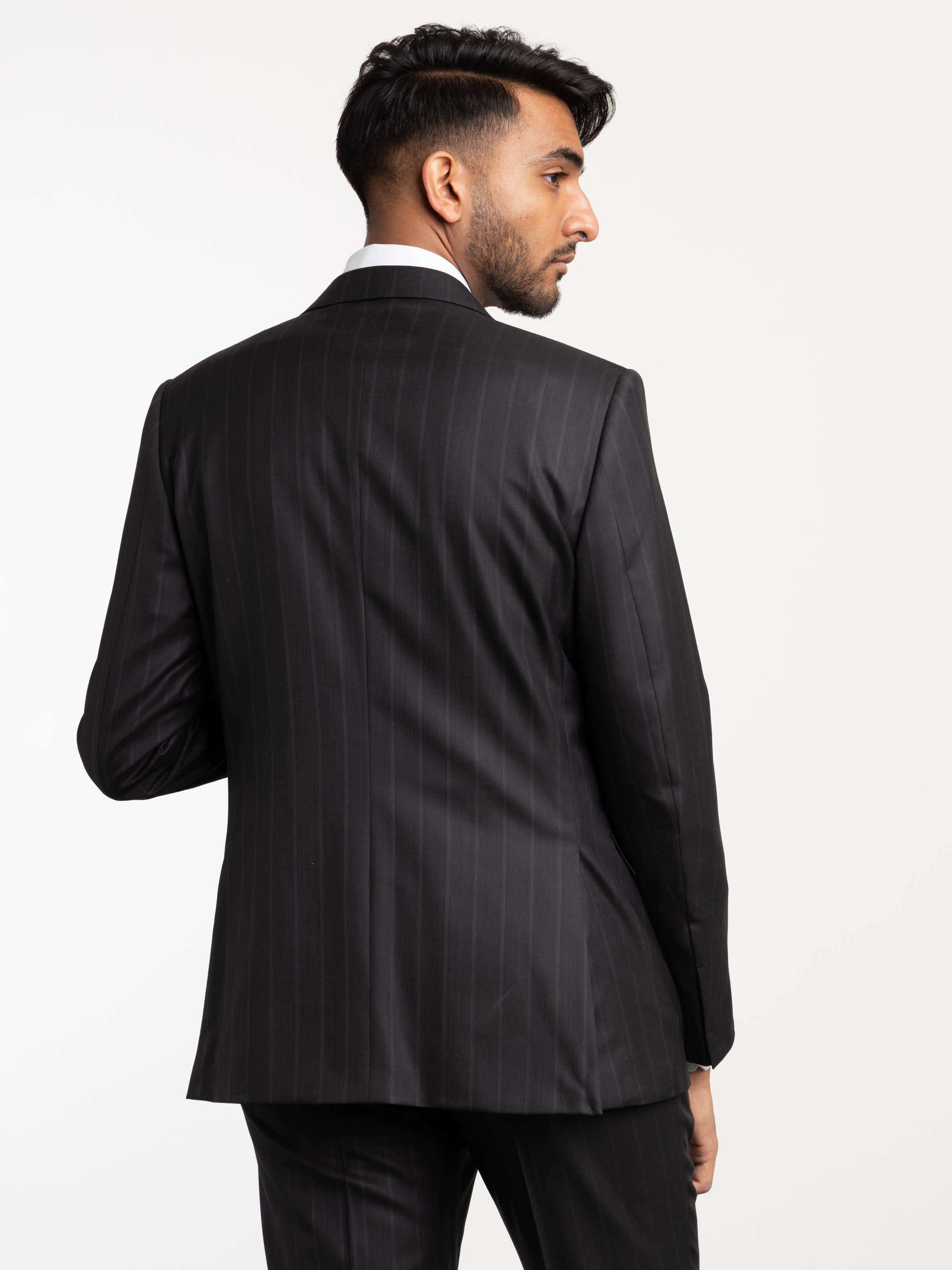 Black Pinstriped 15milmil15 Wool Suit