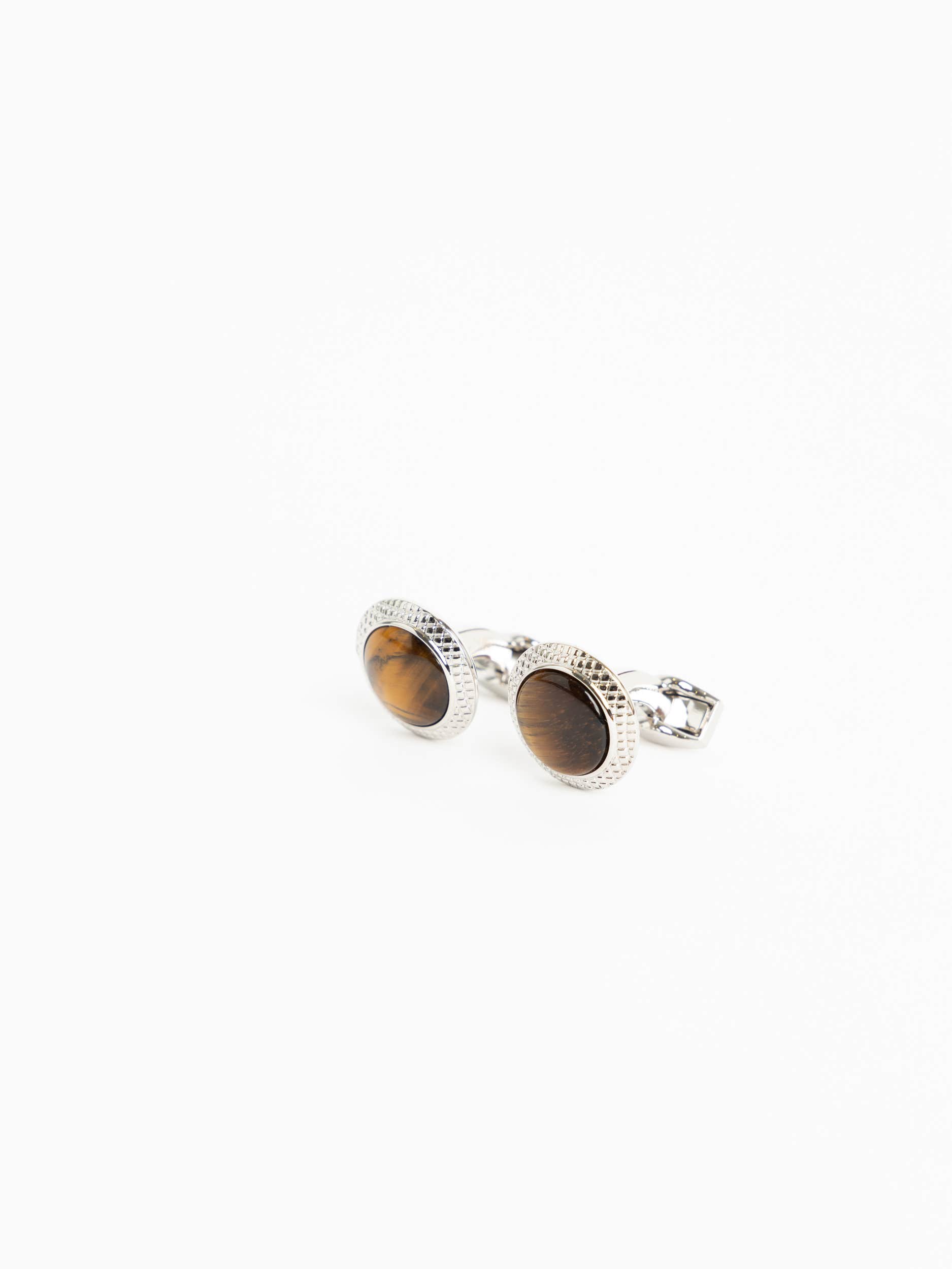 Caramel Brown Tiger Eye Bullseye Cufflinks