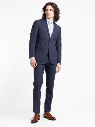 Luigi Bianchi Navy Twill Wool Suit