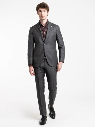 Luigi Bianchi Dark Grey Check Wool Suit