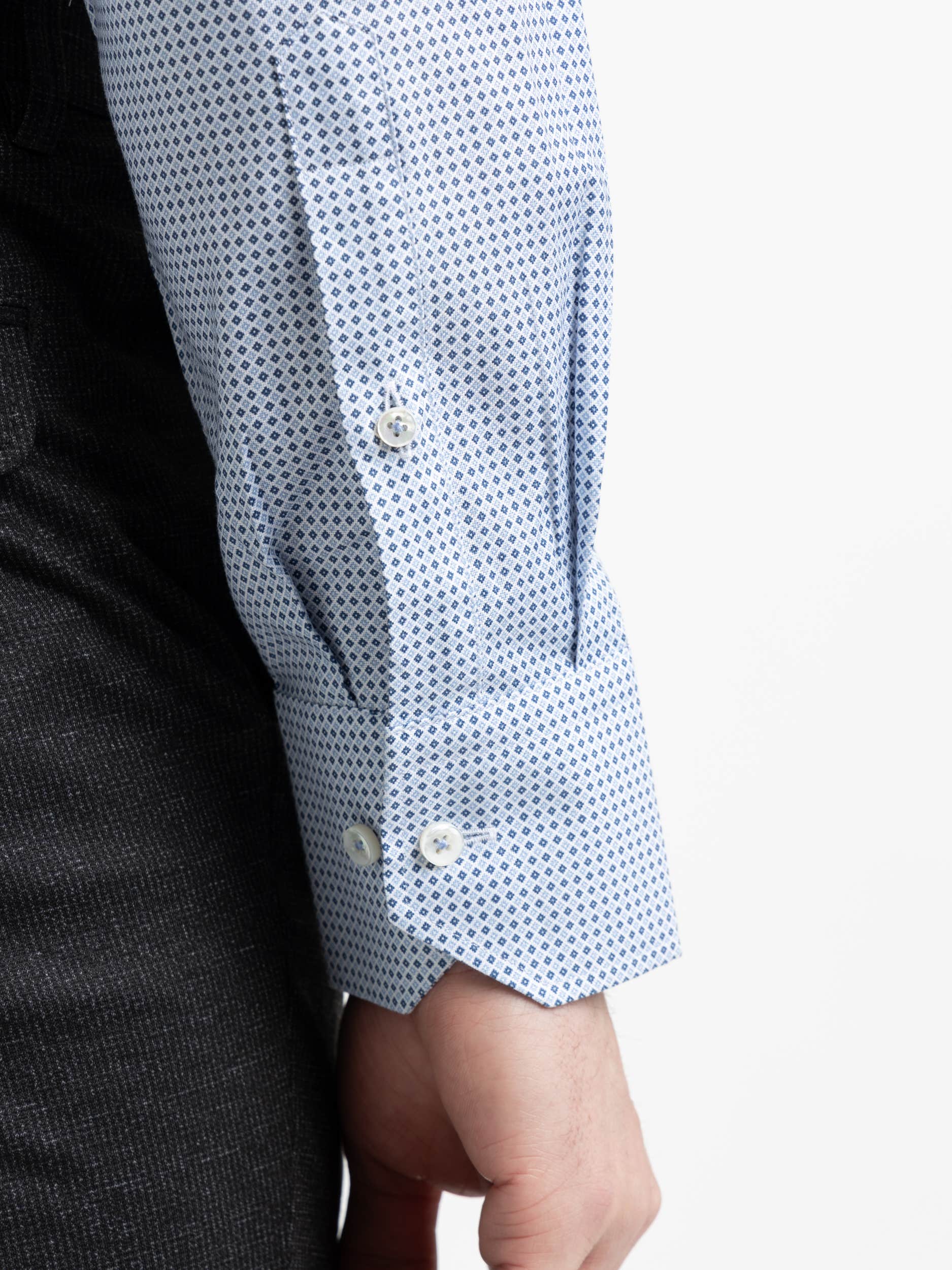 Blue Micro Patterned Twill Shirt