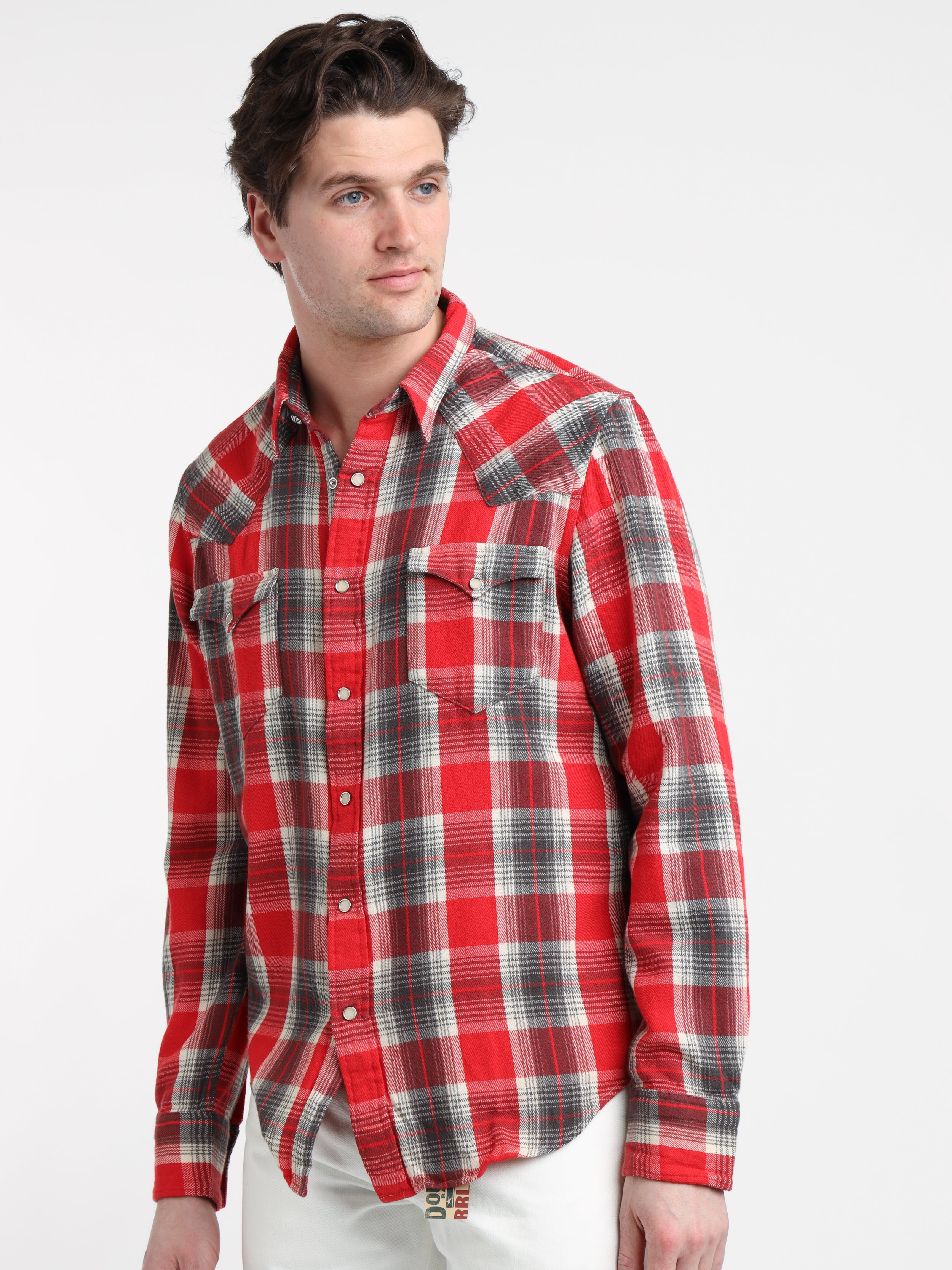 Red/Grey Slim Fit Plaid Twill Western Shirt – The Helm Clothing