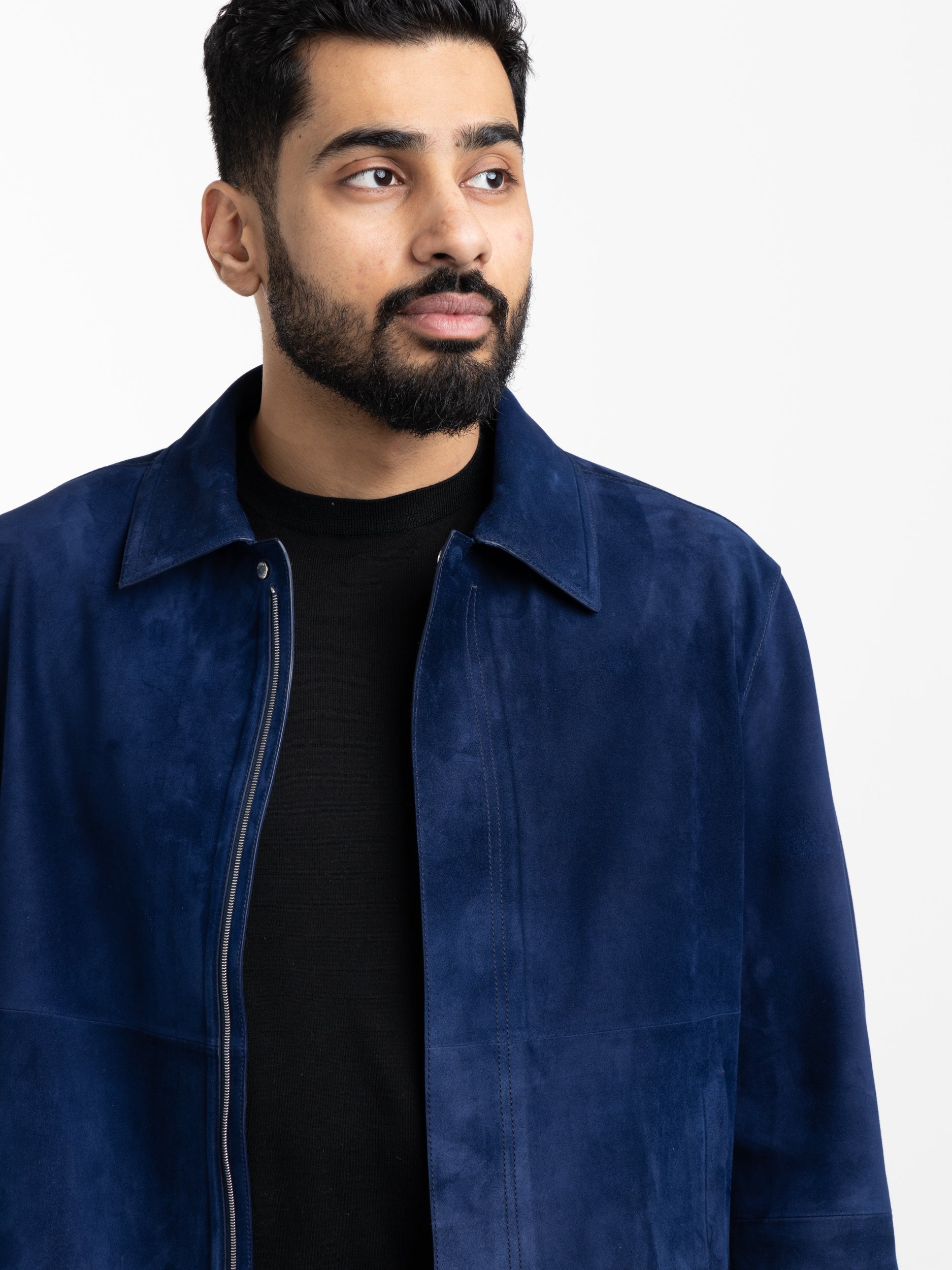 Utility Blue Suede Full Zip Jacket The Helm Clothing