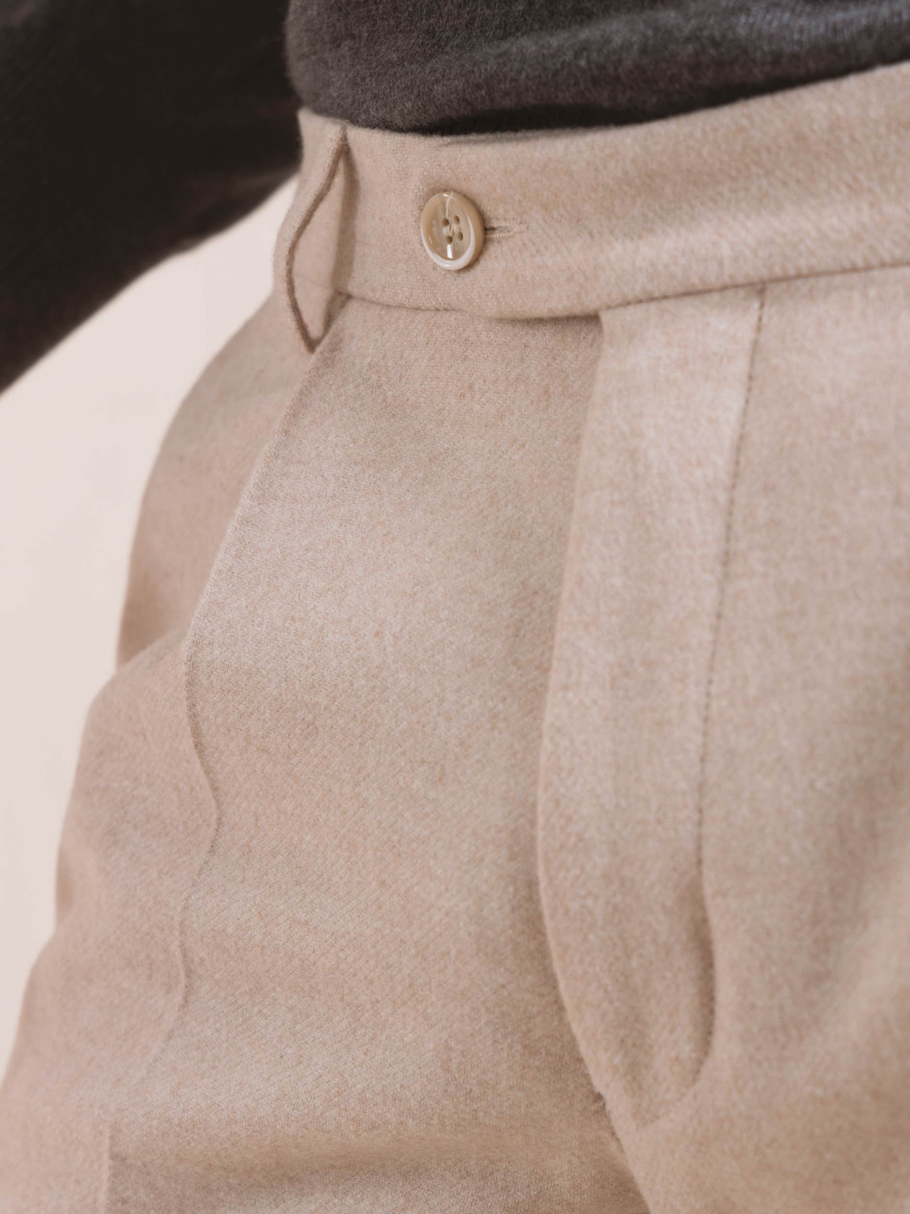 Sand Single Pleat Trouser