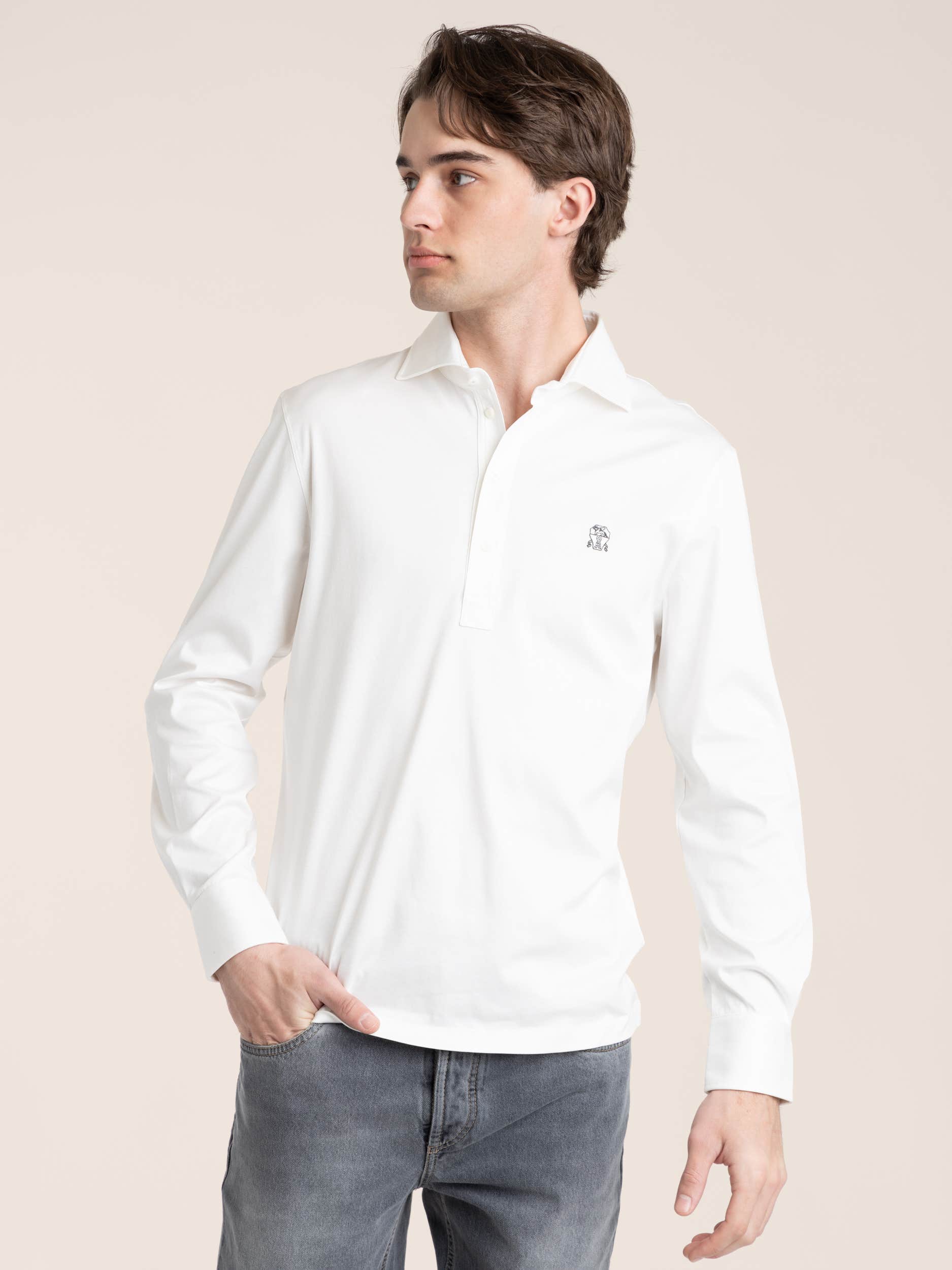 White Logo-Embroidered Cotton-Jersey Polo Shirt