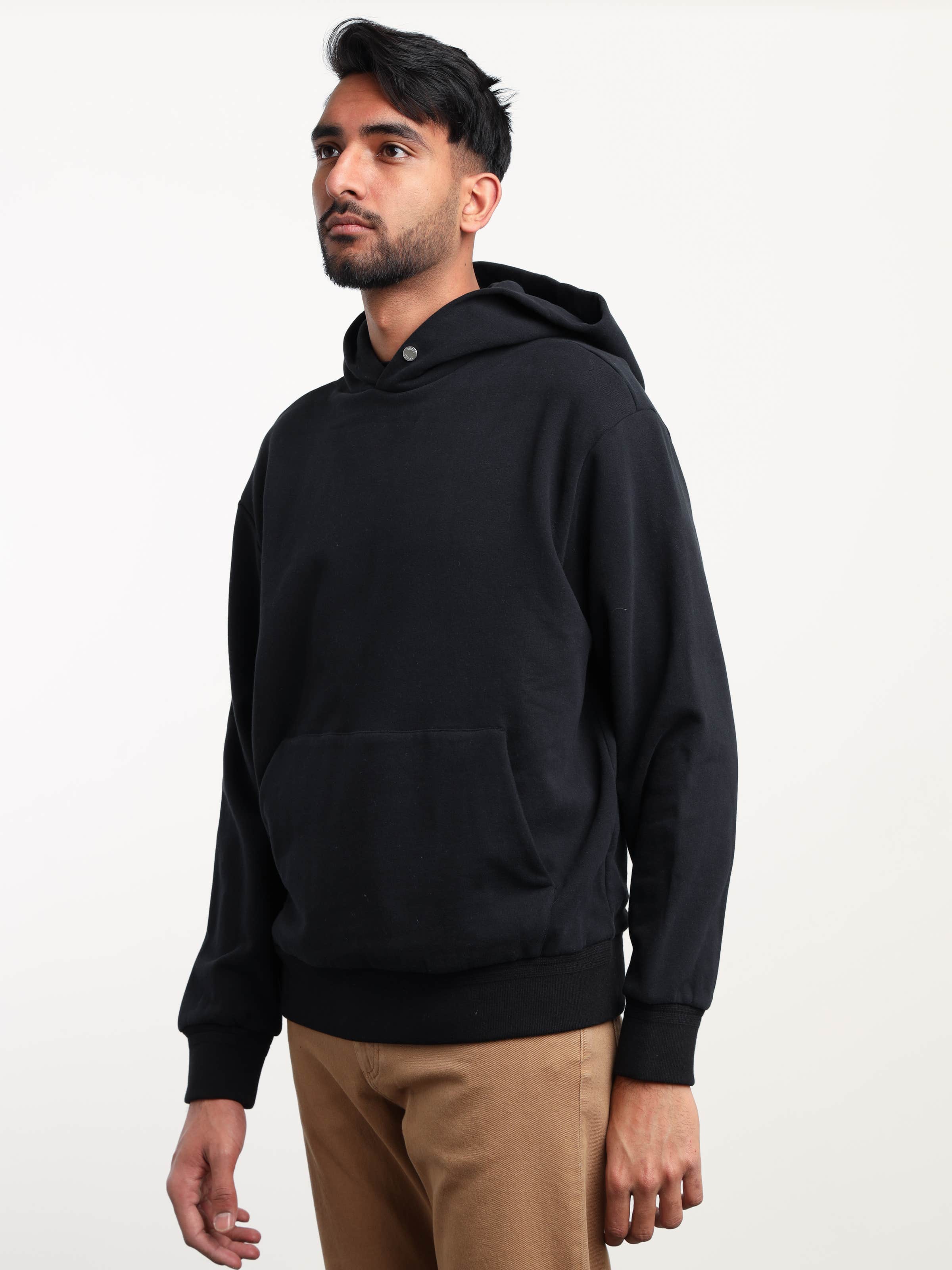 Black Hoodie with Snap Button