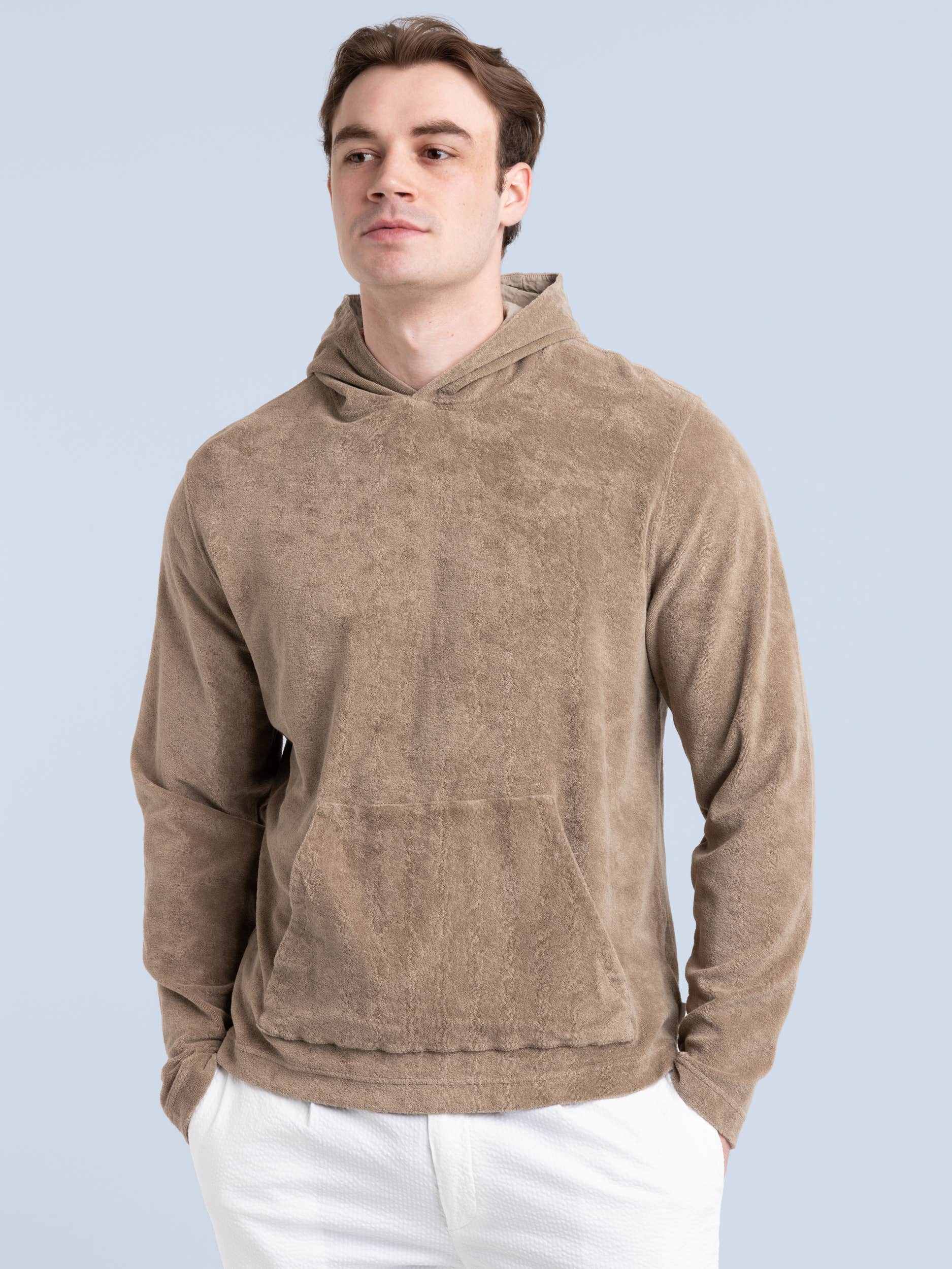 Taupe Brown Terry Hoodie