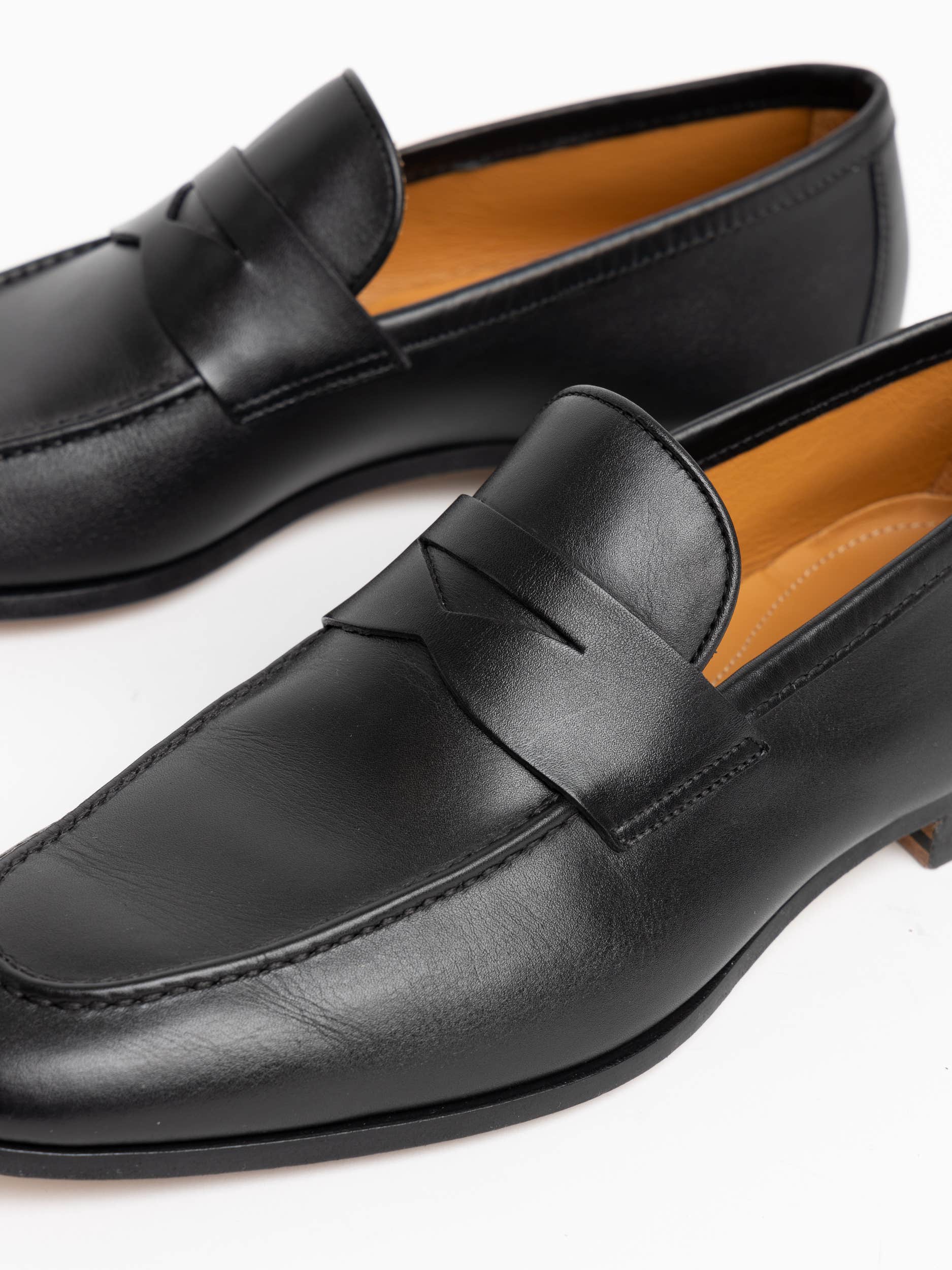 Black Leather Maine Loafers