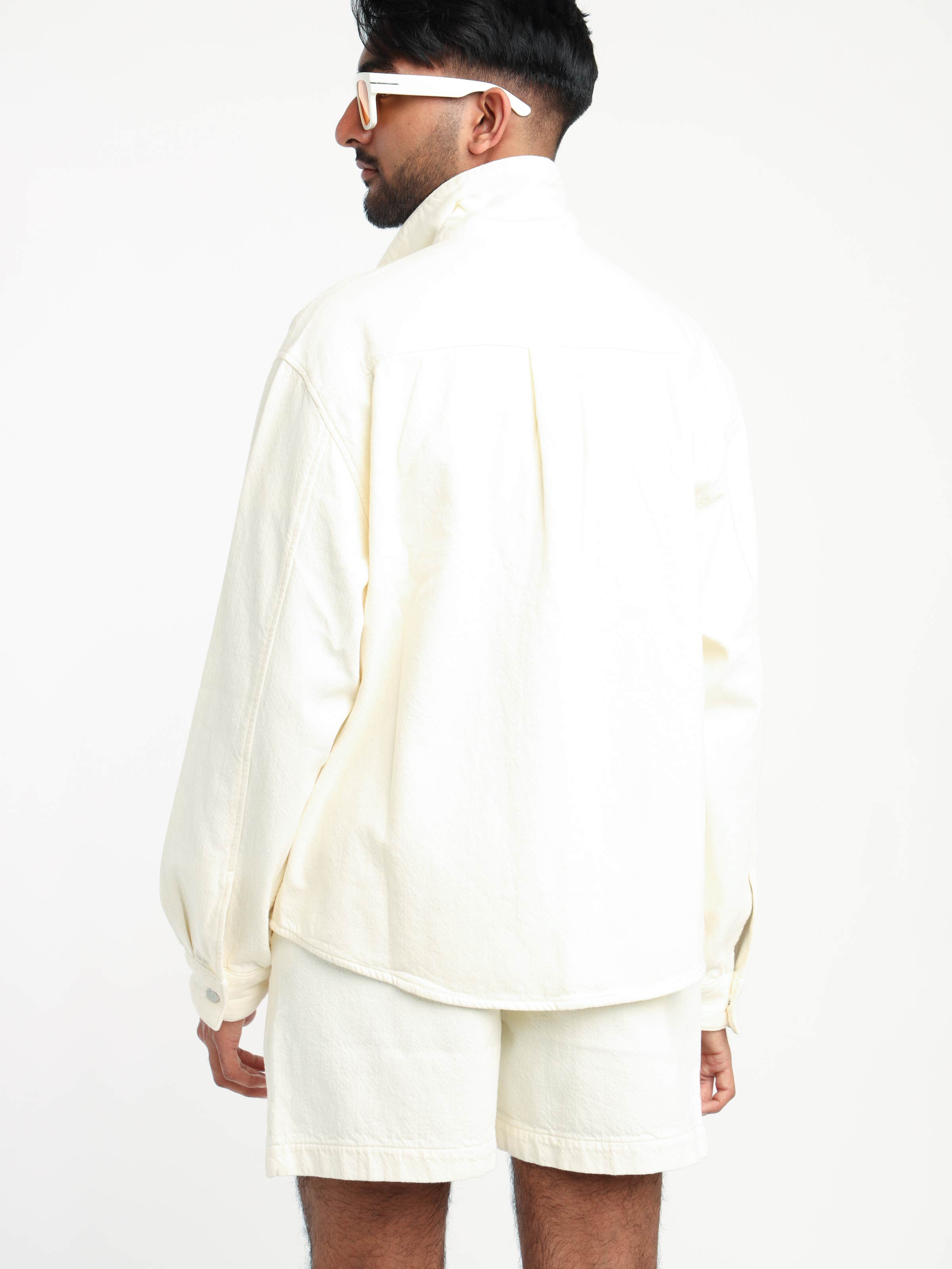 Off White Textured Terry Overshirt