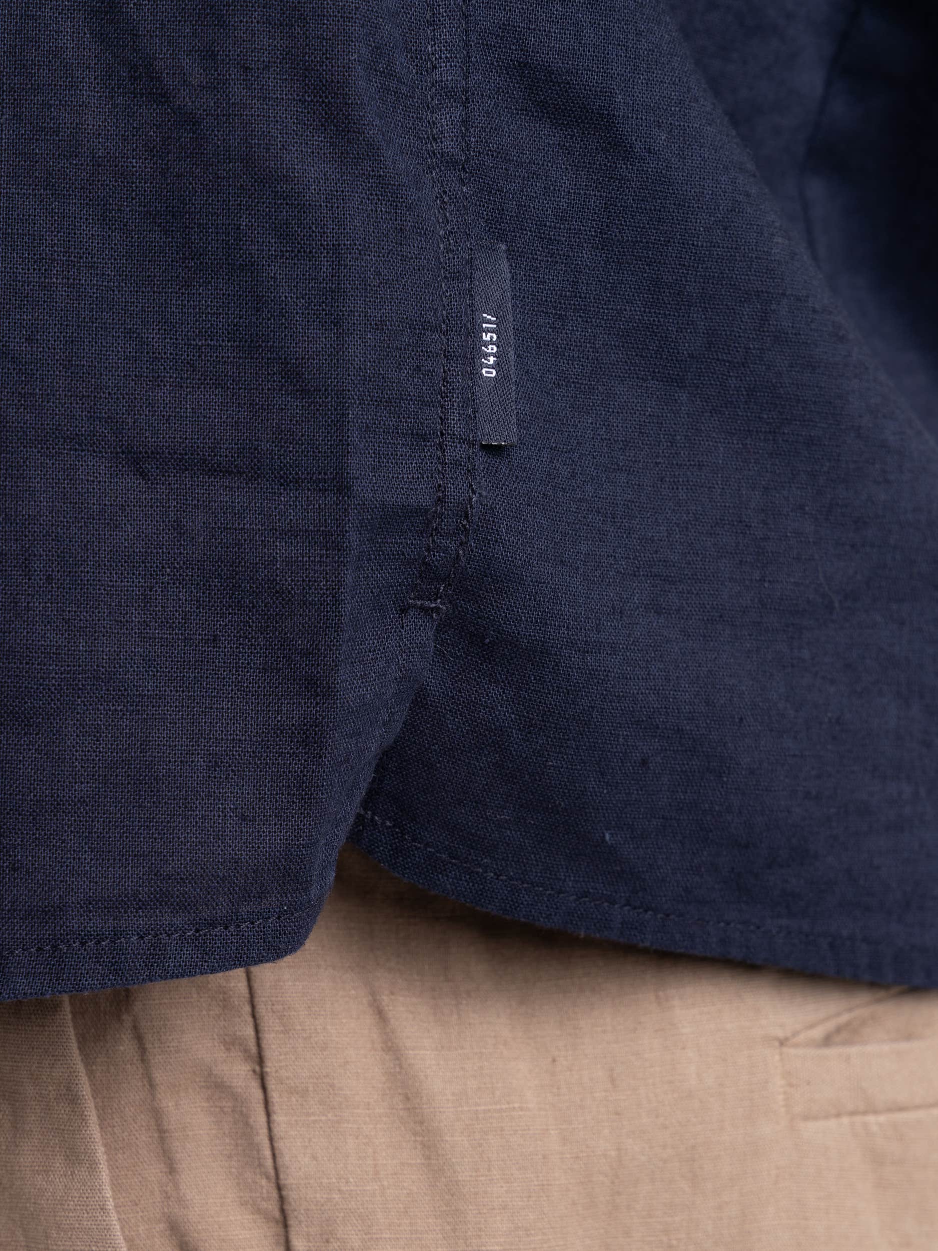 Navy Linen-Cotton Kent Collar Shirt