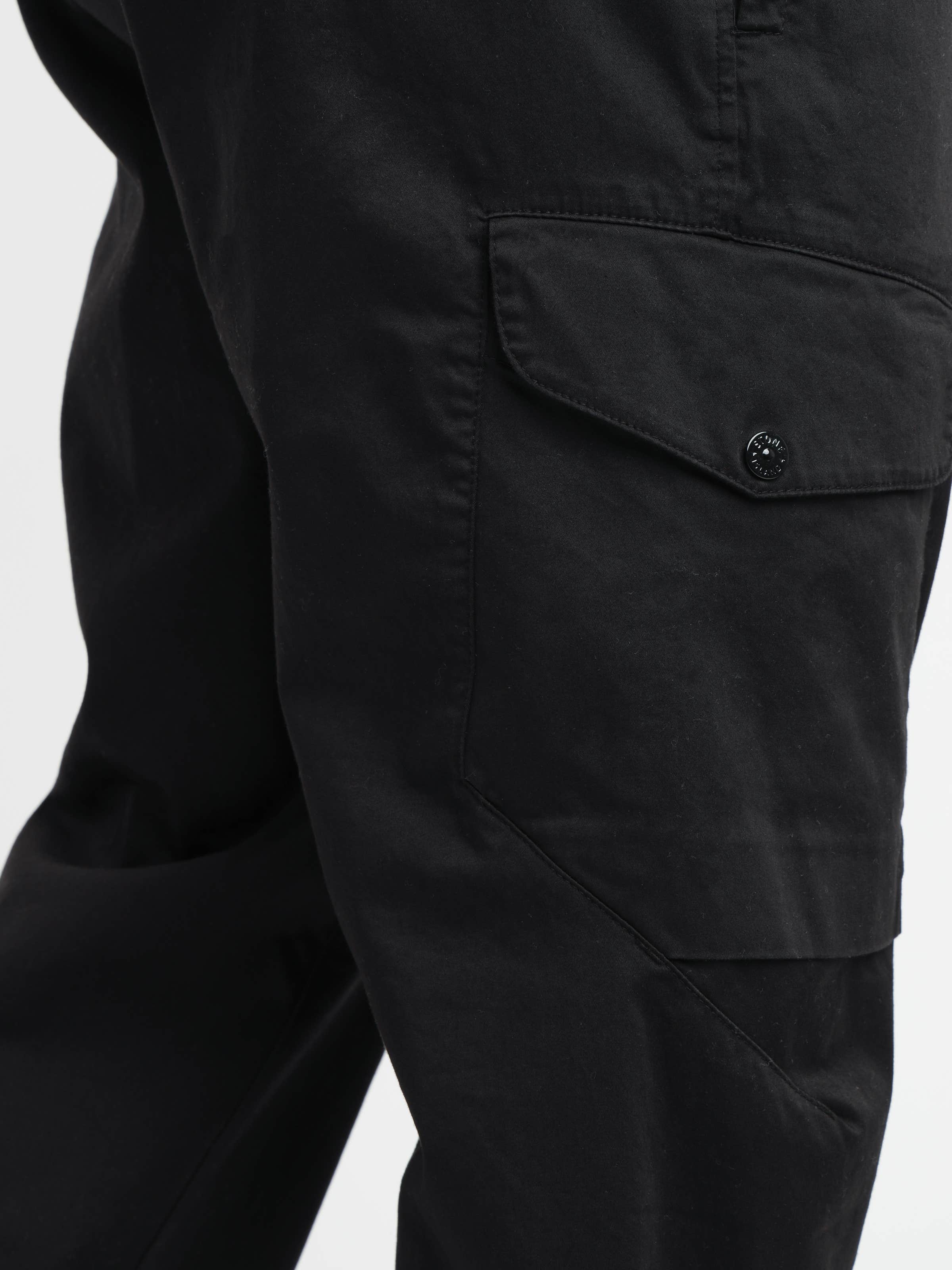 Black Weatherproof Cotton Canvas Cargo Pants