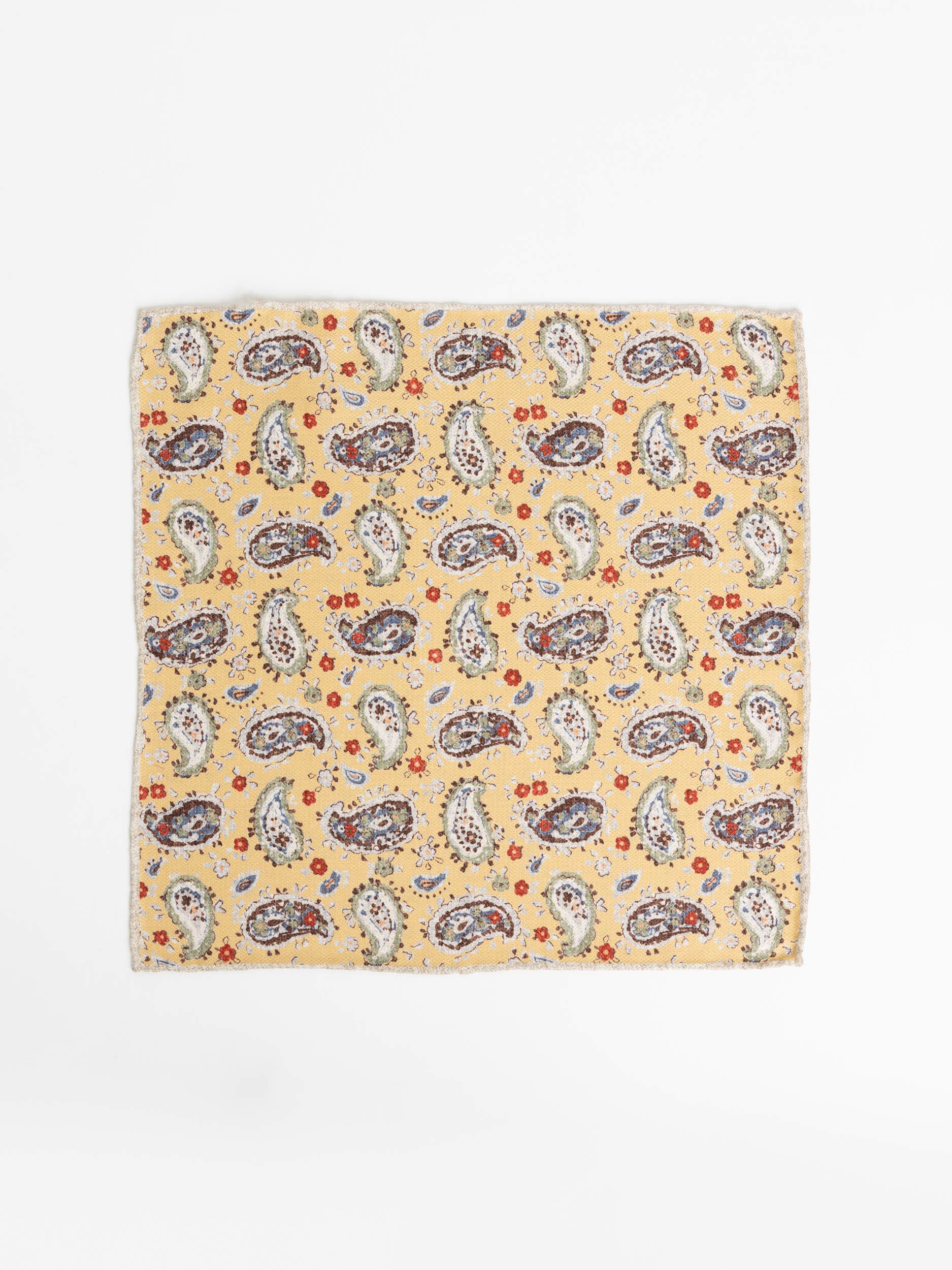 Yellow Paisley Pocket Square