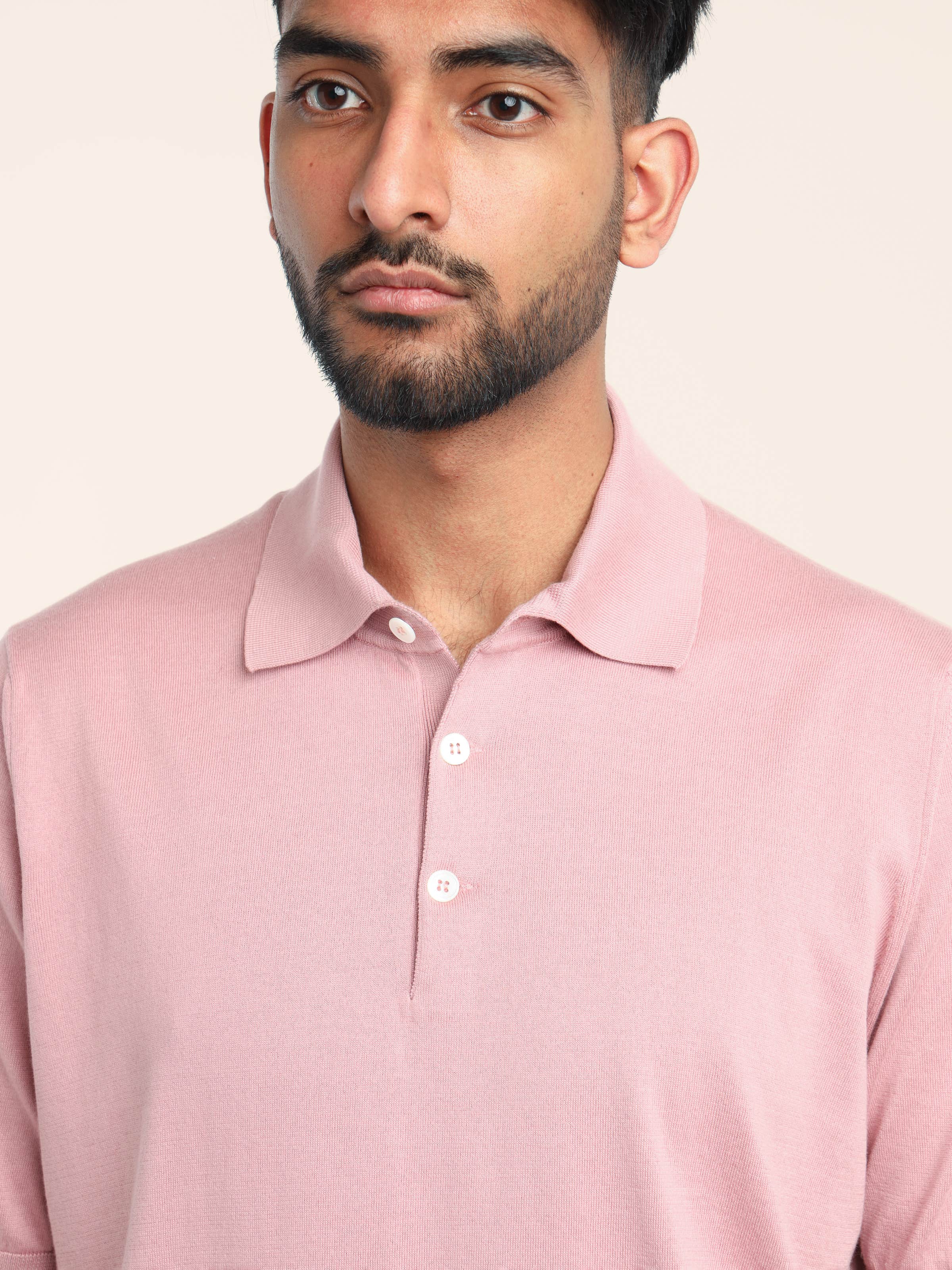 Ruby Pink Cotton Lightweight Knit Polo
