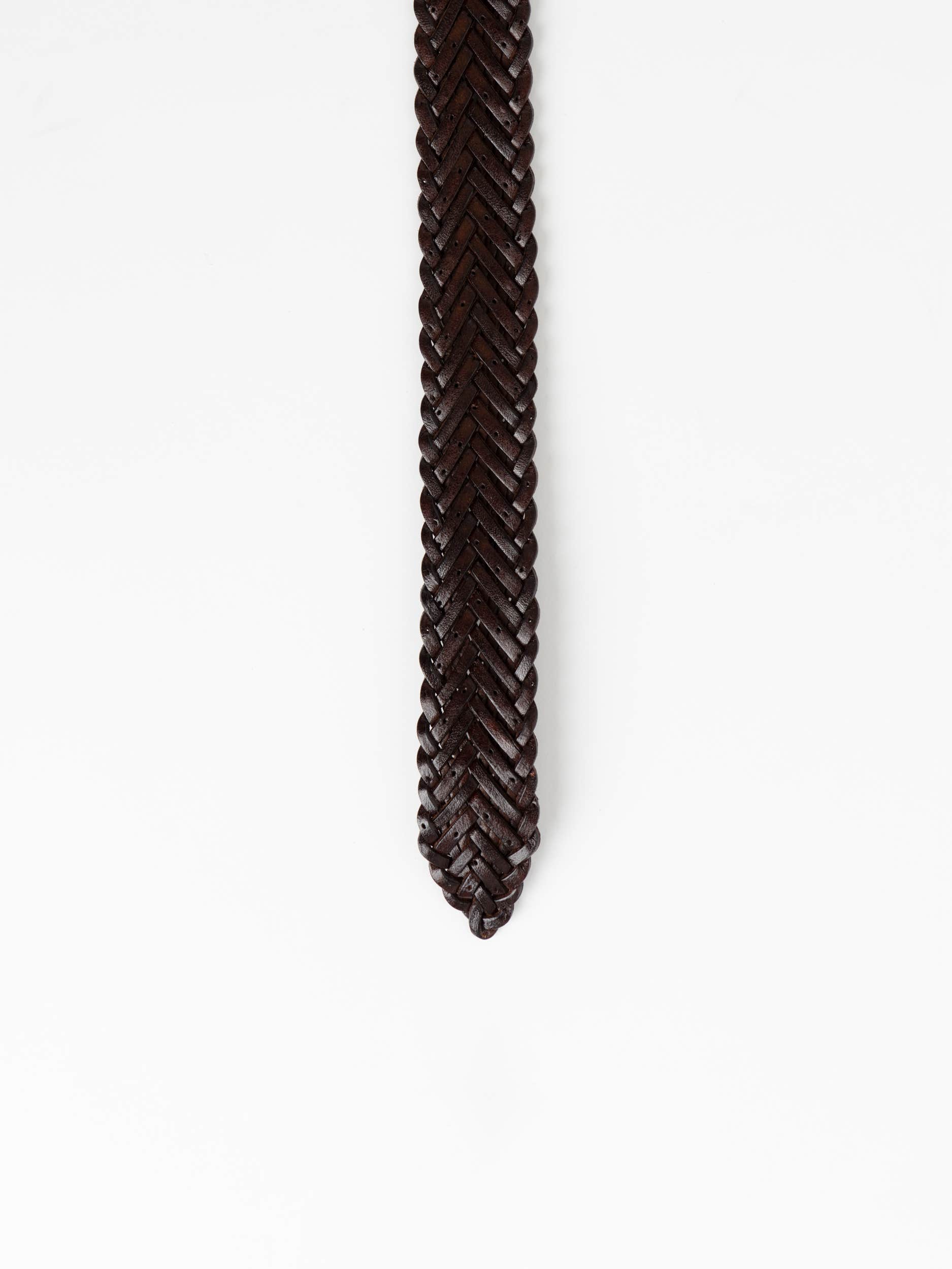 Brown Braided Calfskin Belt